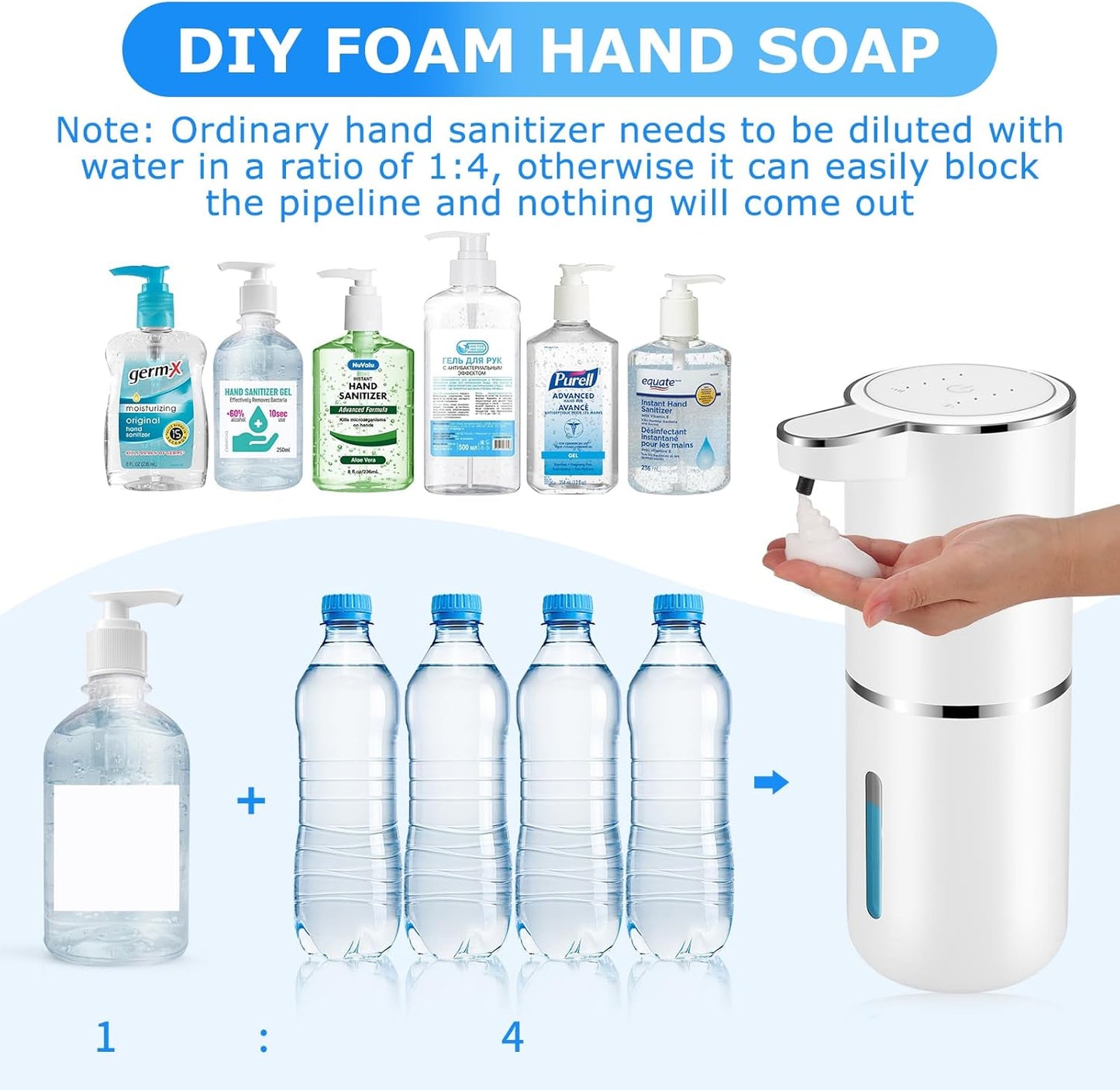 2 Pack Automatic Soap Dispensers,12.8oz/380ml USB Touchless Automatic Foaming Soap Dispenser,Rechargeabled Wall Mounted Smart Soap Dispenser for Bathroom Kitchen Dish Soap