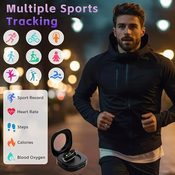 Smart Ring for Men Women – Fitness Tracker Ring with Heart Rate, SpO2, Blood Pressure, Sleep Monitoring, Step & Calorie Counter, No Subscription Fee, iOS & Android Compatible (Black, 10)