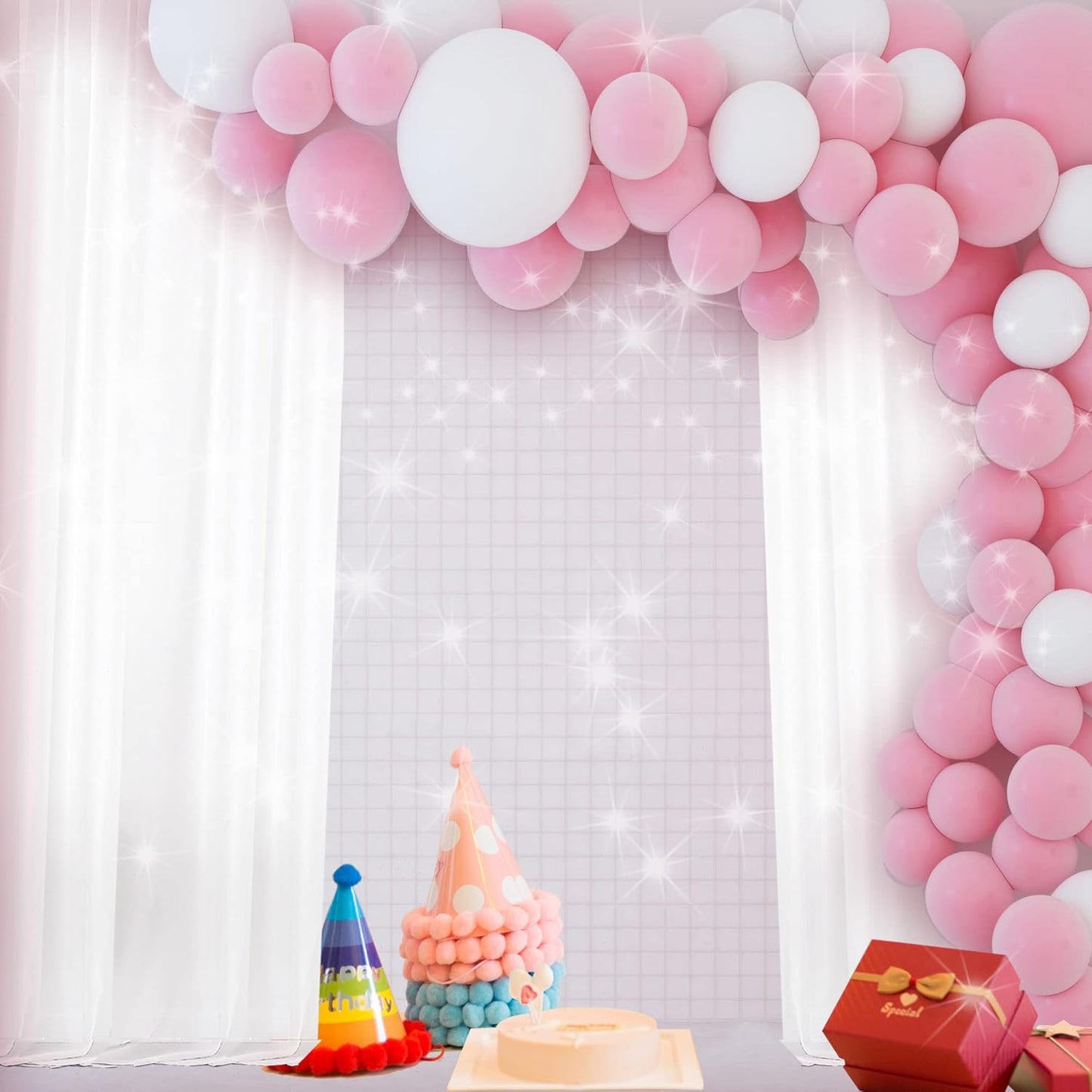 Chyhomenyc Extra Long White Sheer Curtains 120 Inches Long 2 Panels Set, Voile Window Drapes for Wedding Arch/Birthday Party/Hallway Window Guest Room, Each 42Wx120L in, 10FT, Set of 2, White