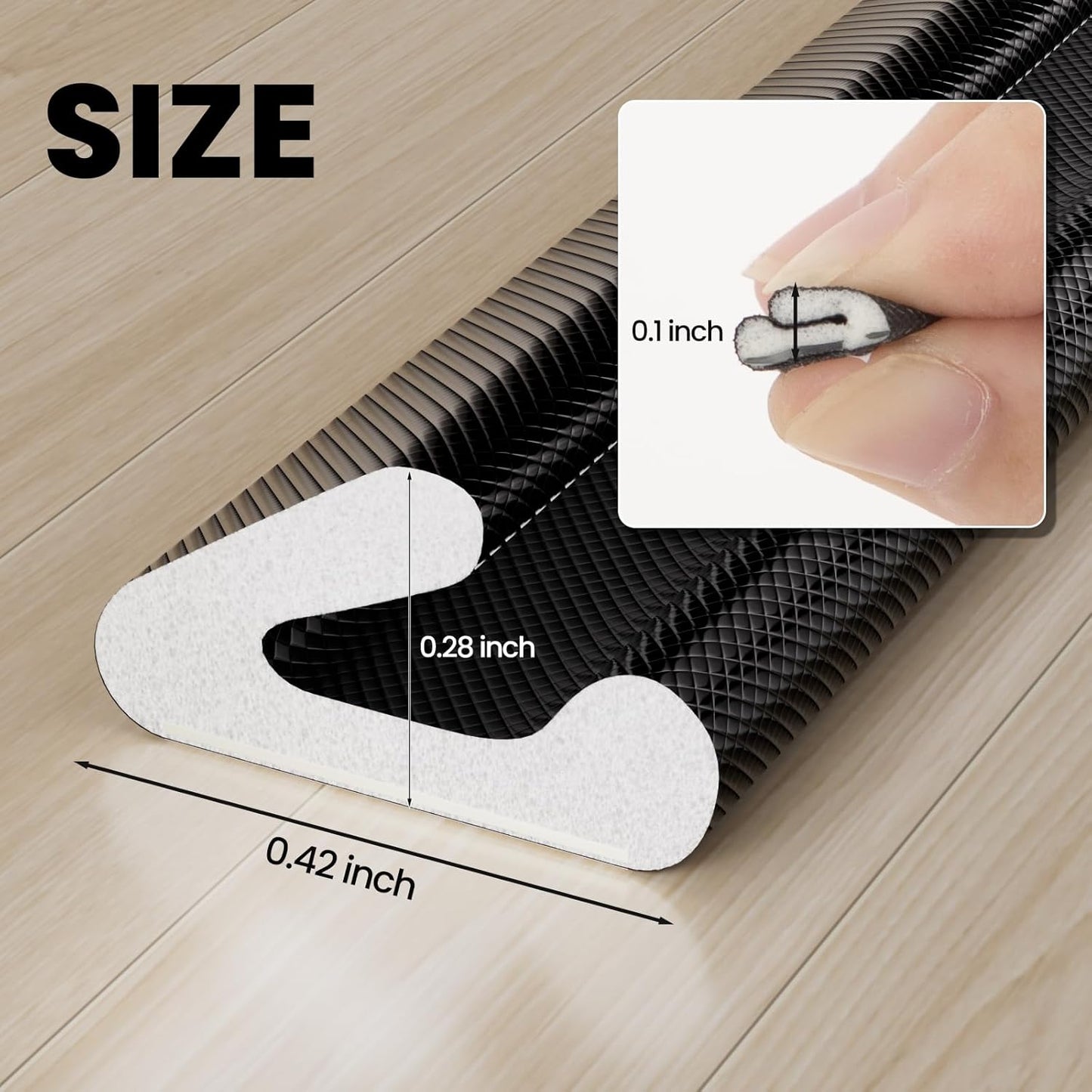 V Shape Foam Weather Stripping Door Frame Seal Strip 33FT Black, Draft Stopper, Insulation Winter, Weatherstripping, Gap Sealing, Soundproofing, Self-Adhesive Used for Exterior Front Door Side