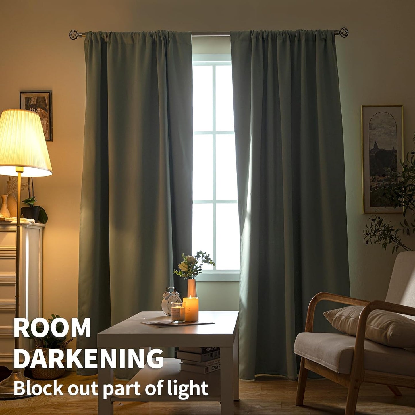 BGment Light Sage Blackout Curtains 84 Inches Long for Living Room - Rod Pocket Thermal Insulated Room Darkening Drapes for Bedroom Dining Privacy, 42 x 84 Inch, 2 Panels