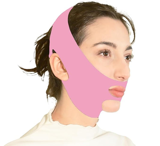 V Line Lifting Mask Chin Strap for Sleeping, Face Lifting Strap, Chin Strap, Jawline Shaper, Jaw Strap, Double Chin Reducer,Face Lift Tape & Snoring Solution (Pinkk)