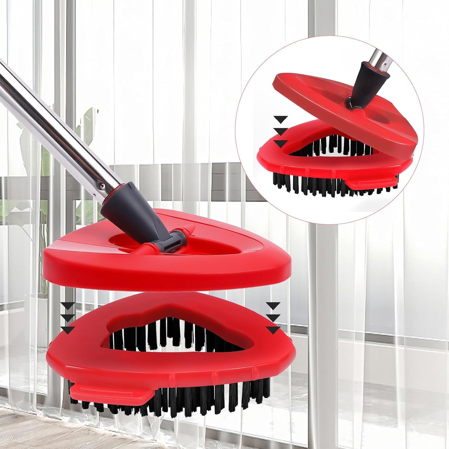 Mop Replacement Heads 4 Pcs & 1Scrub Brush & 1 Base Combo for Ocedar Easywring 1-Tank System,Microfiber Spin Mop Replacement Head,Machine Washable for Bathroom,Kitchen,Tub and Tile