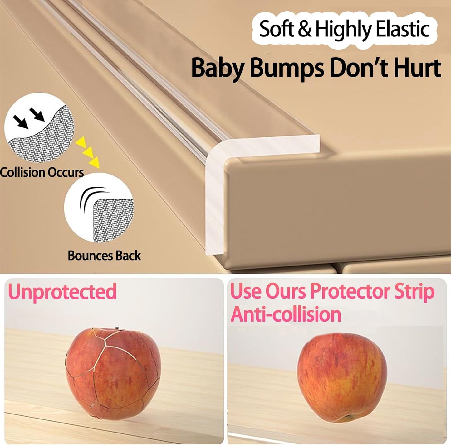 Clear Soft Corner Protectors for Furniture Strip,1.6in x 13FT,Sharp Edge & Table Bumper,Window Edge,Wall Protector, Soft Corner Guards Safe for Proof,Table Corner Protectors in Family