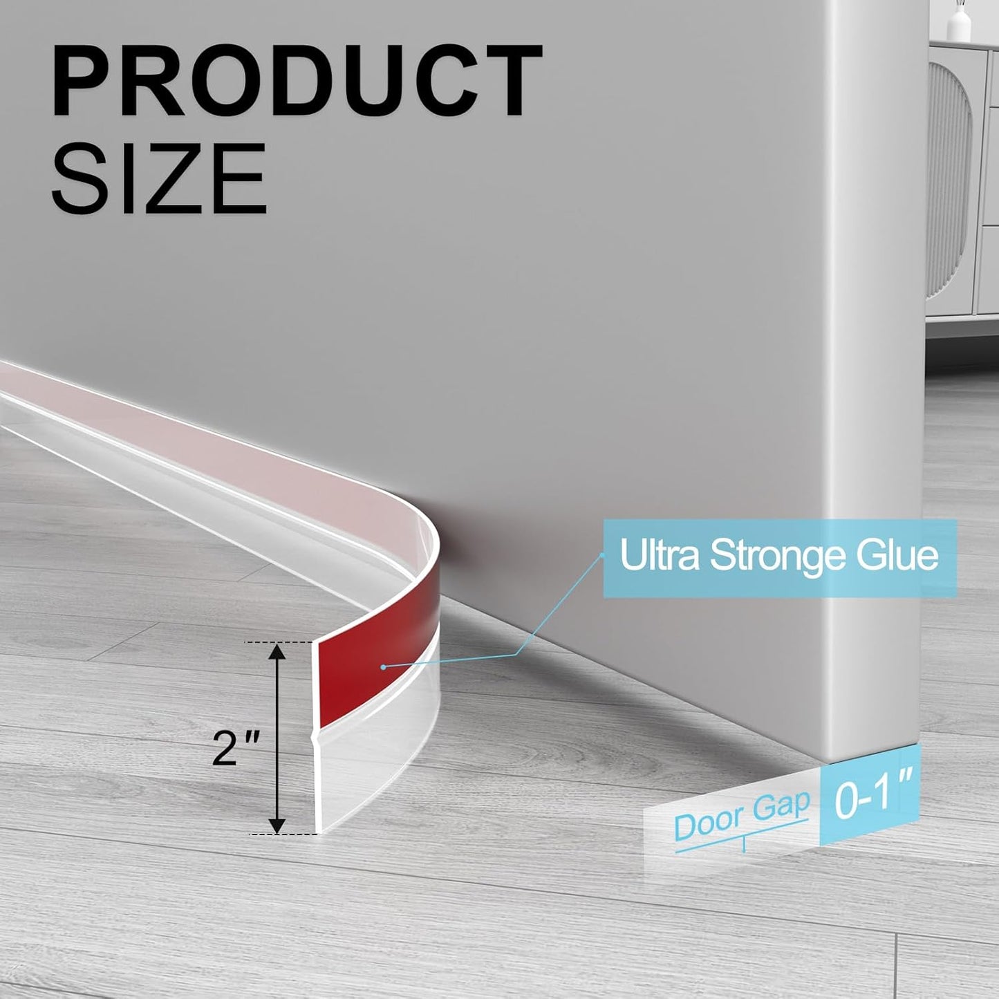 Heavy-Duty 36 ft x 2 in Weather Stripping, Extra Thick 2mm Door Draft Stopper Silicone Seal Strip for House and Glass Shower Doors for Collision and Side Gaps of Door and Windows, Clear