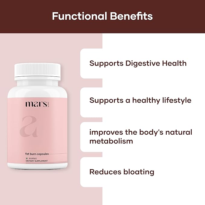 Mars Fat Burn Capsules with Psyllium Husk, Moringa & Dandelion Root – Herbal Blend for Active Routine (Pack of 2)