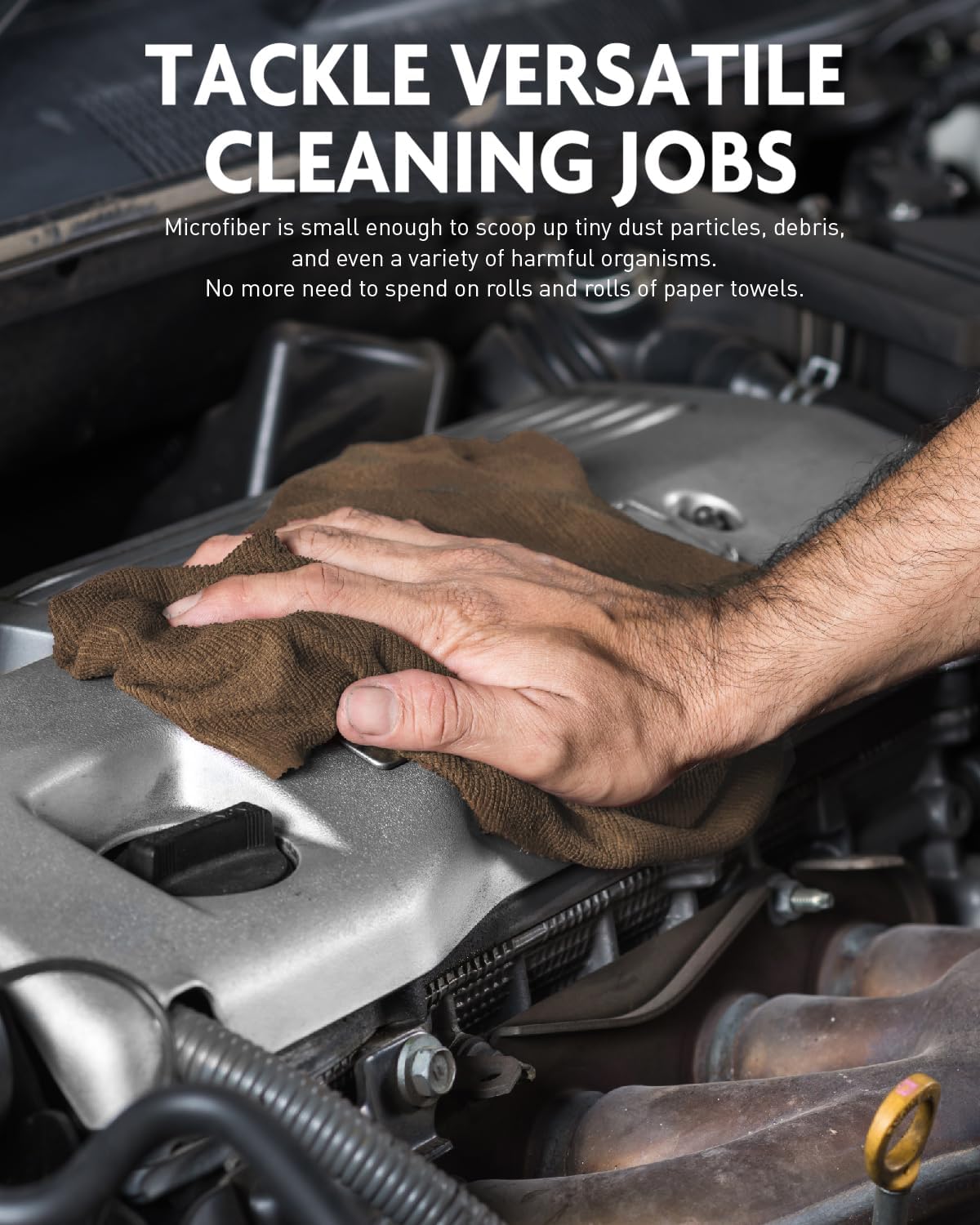 Fantasticlean Microfiber Cleaning Cloth Roll -75 Pack, Tear Away Microfiber Towels, 12" x 12", Reusable, Washable, Scratch Free, Ultra Absorbent for Car, Home Supplies (TAN)