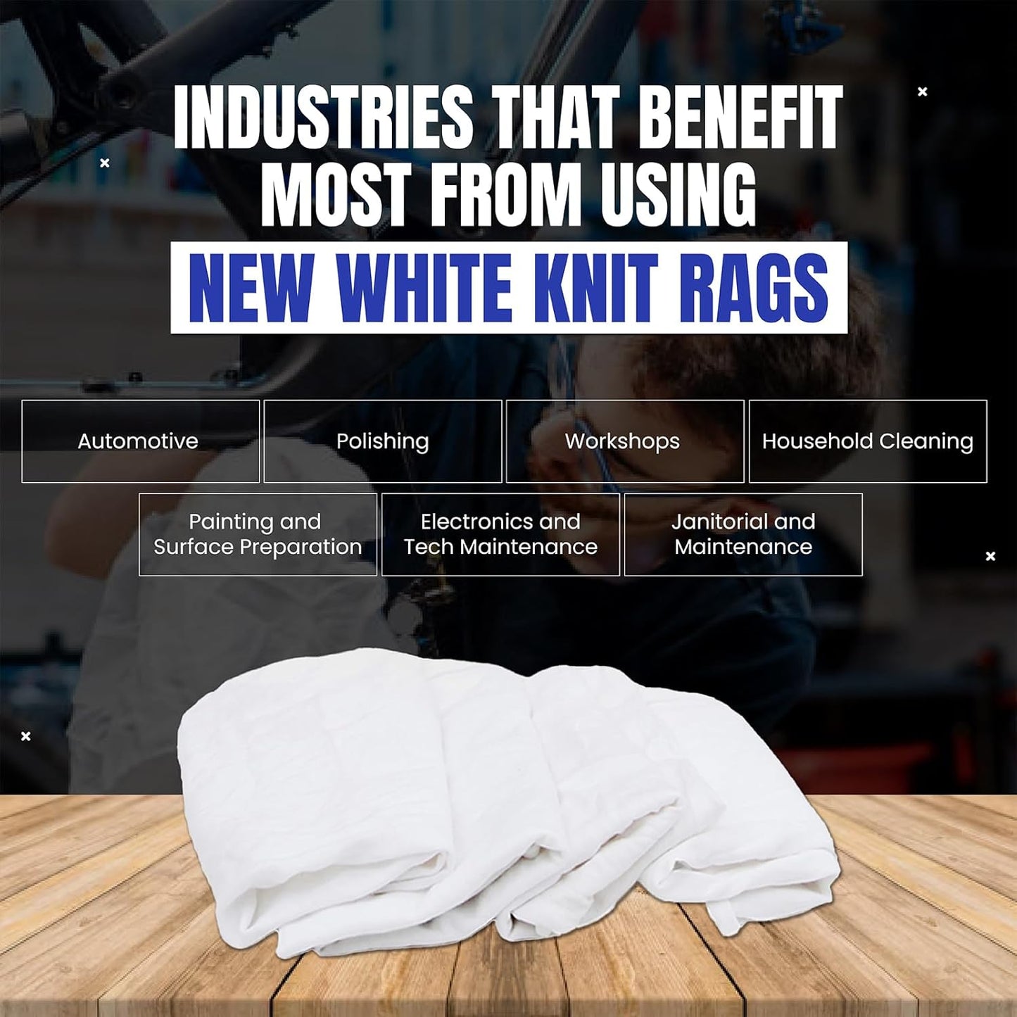 Premium White T-Shirt Cleaning Rags (4 lbs. Bag of Rags) – White Cotton Rags for Cleaning, Staining, Painting, Oil, Grease & Dust Removal – Shop Rag Bulk