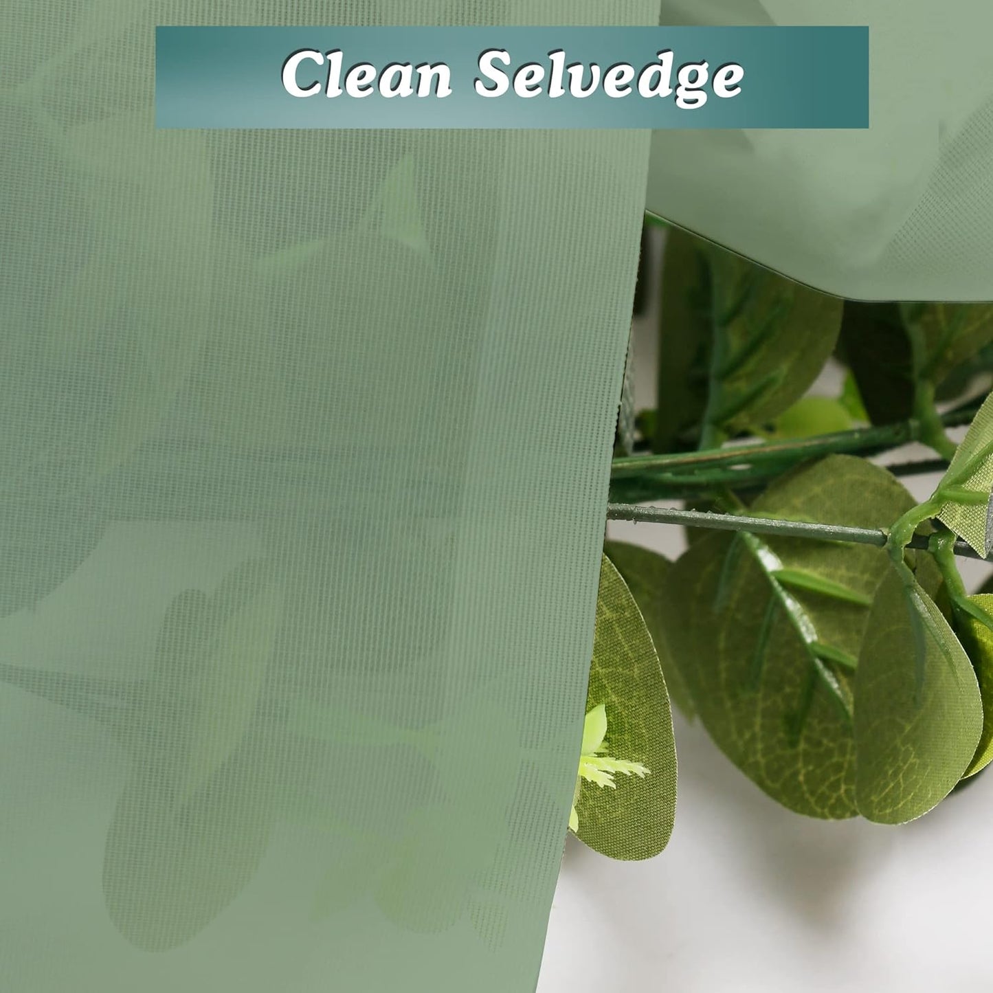 Chyhomenyc Sheer Window Curtains 144 inch Extra Long 2PCS, Airy Scarf Drapes Rod Pocket Window Treatments for Christmas/Wedding/Living Room/Anniversary, 12FT L, 42Wx144L, Sage Green