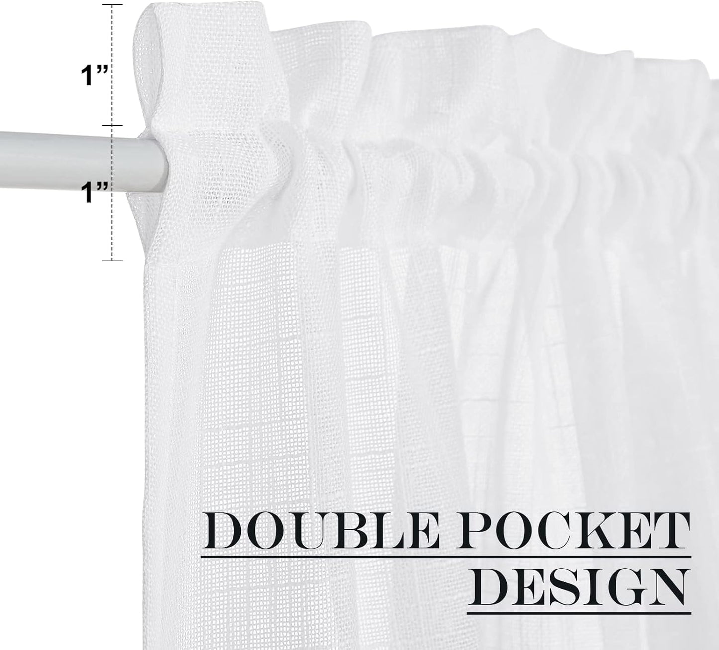 NICETOWN Door Curtains for Doorway, Light Blocking Privacy Back Door Curtain 80 inch Long Temporary Window Shade for Bathroom Office Hotel, Sheer Curtain with Tieback, 1 Panel, 36" W, White