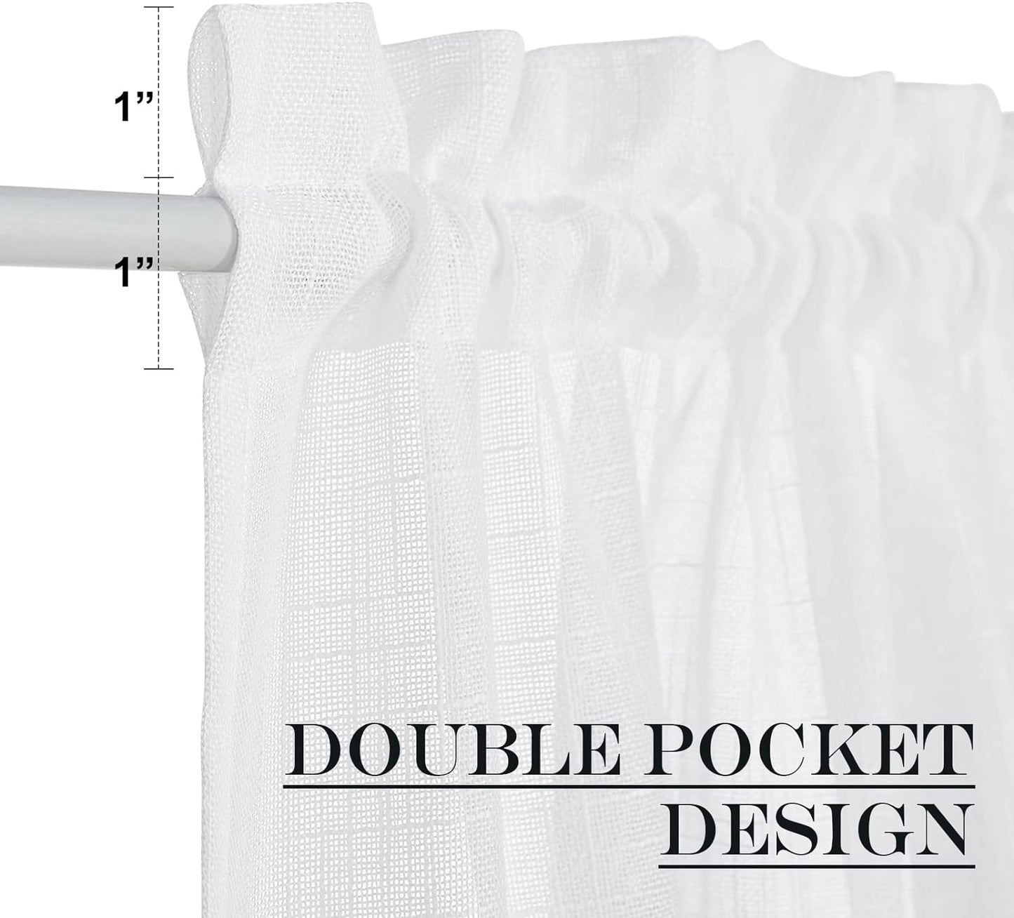 NICETOWN Classroom Window Cover Sheer Lockdown Shade, Front Door Curtains for Glass Window, Small Rod Pocket Curtains for French Door/Basement/Bathroom, 1 Panel, 36" Wide x 40" Long, White