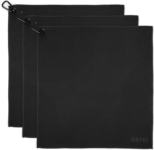 Pocket-Sized Sweat Towels - The Original Sweat Absorbing Handkerchiefs - Quick-Dry Microfiber Sweat Rags for Face, Hands, & Body - Men & Women - Gym, Sports, and Work (Black: Large Size, 3 Pack)