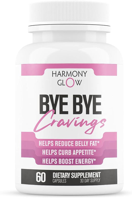 Harmony Glow: ByeBye Cravings - Weight Loss Pills for Women & Powerful Appetite Support | 7 Research Backed Ingredients for Diet Results, Stamina, Energy & Shed Fat - 60 Caps for Adults
