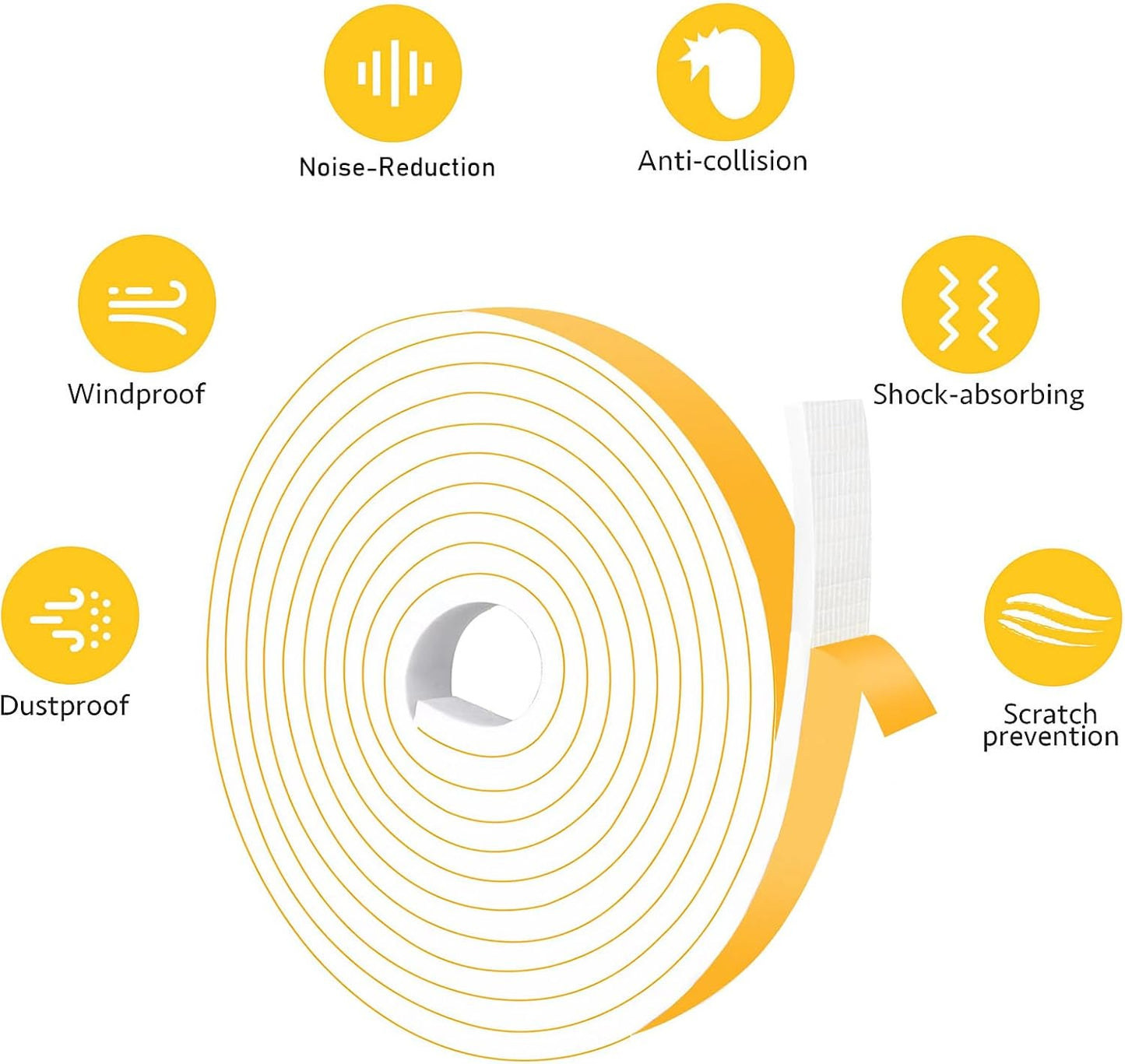 Upgraded Strong Adhesive Foam Weather Stripping Door Seal Strip Insulation Tape for Insulating Door,Air Conditioner Noise-Reduction Self Adhesive Sealing Weatherstrip(1 in x 1/4 in x 16.5 Ft)