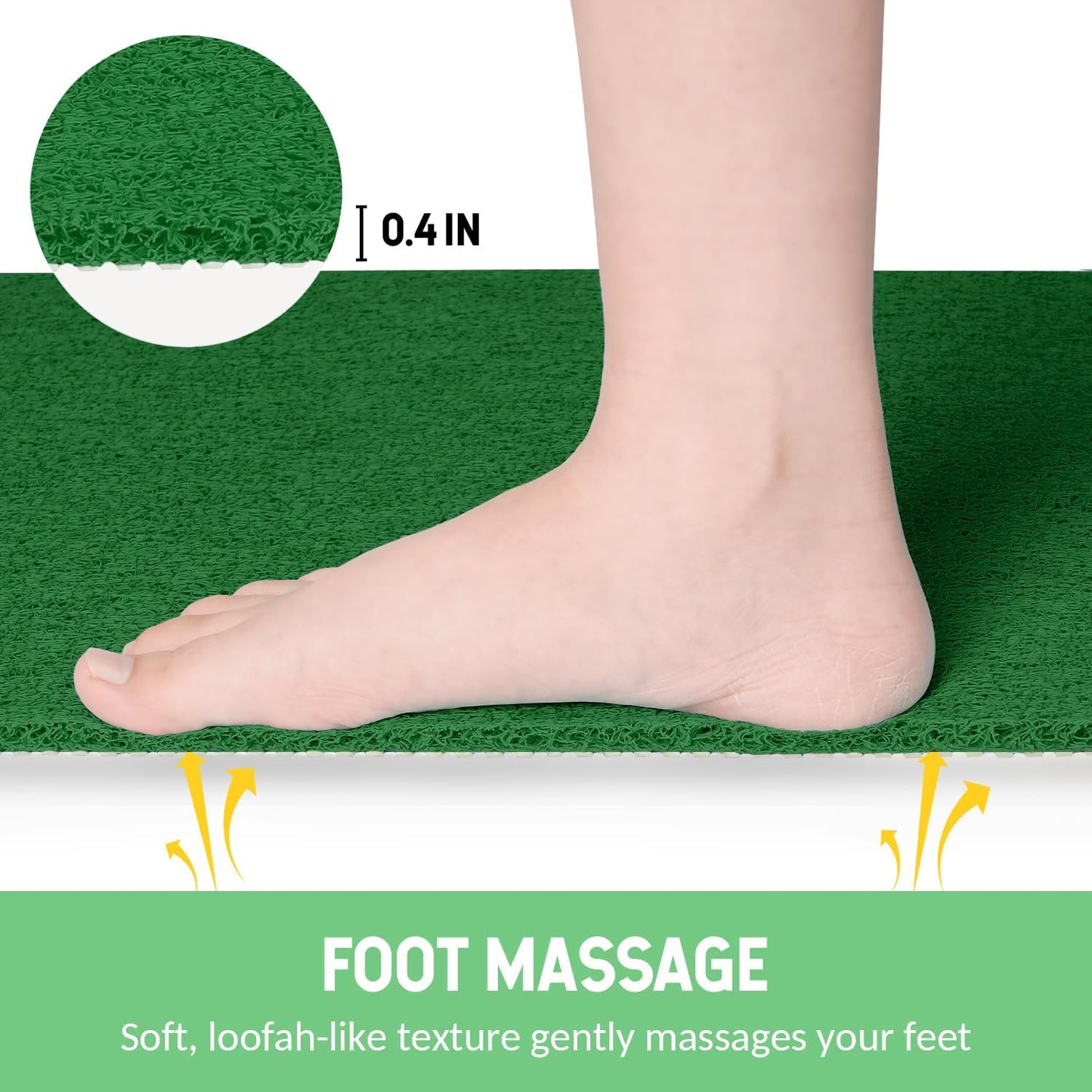 Non-Slip Bathtub Mat, 2 Pack Anti Slip Shower Mat, Fast Drying Bathtub Mats, Foot Scrubber Mat, Anti Slip Mat for Tub, Floor, Bathroom, Kitchen, Home, Hotel (Dark Green 24"×16"+24"×16")