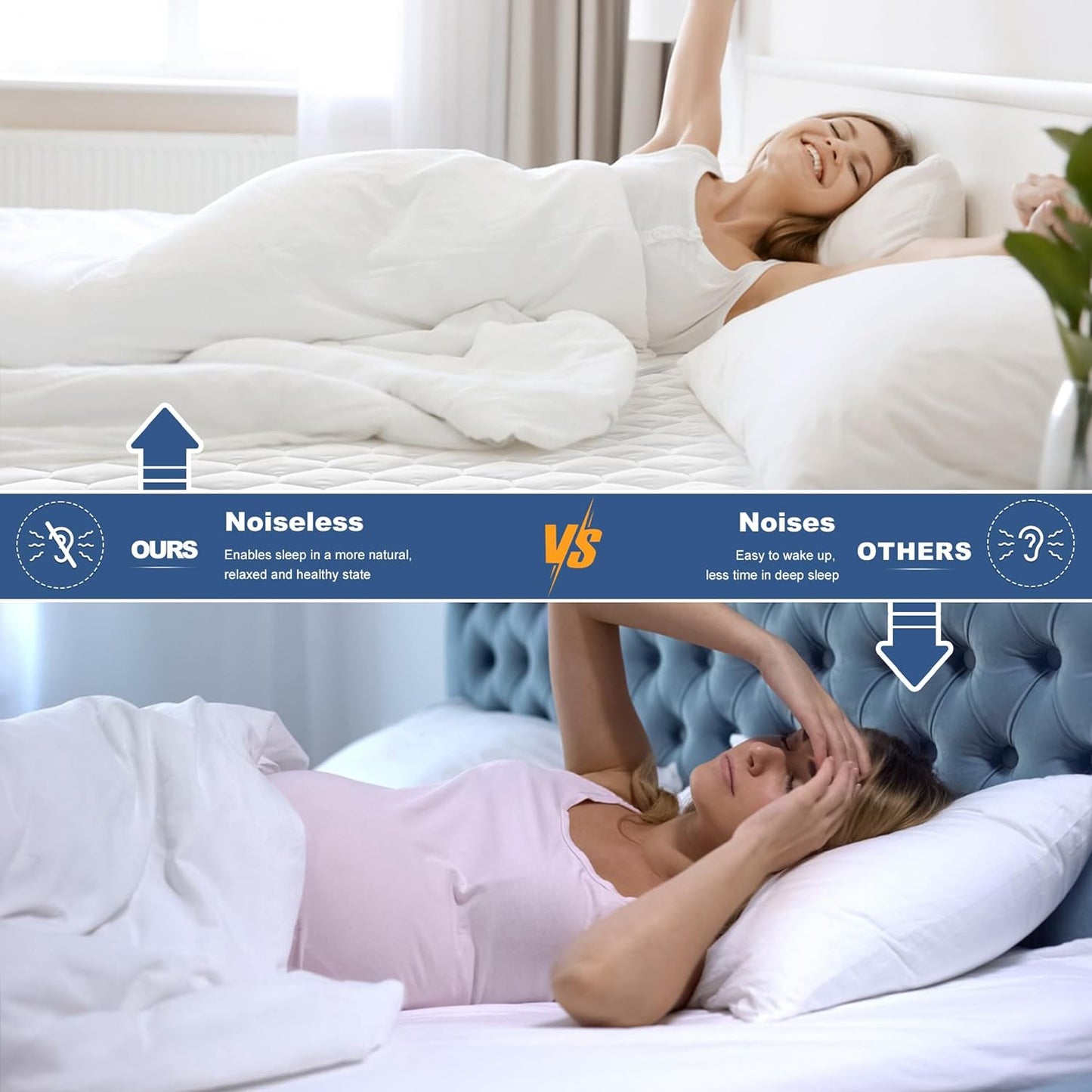 GRT Full Mattress Protector Waterproof, 100% Waterproof Quilted Fitted Mattress Pad, Noiseless Hollow Cotton Mattress Cover, fits up to 18" Deep, Dust Proof White