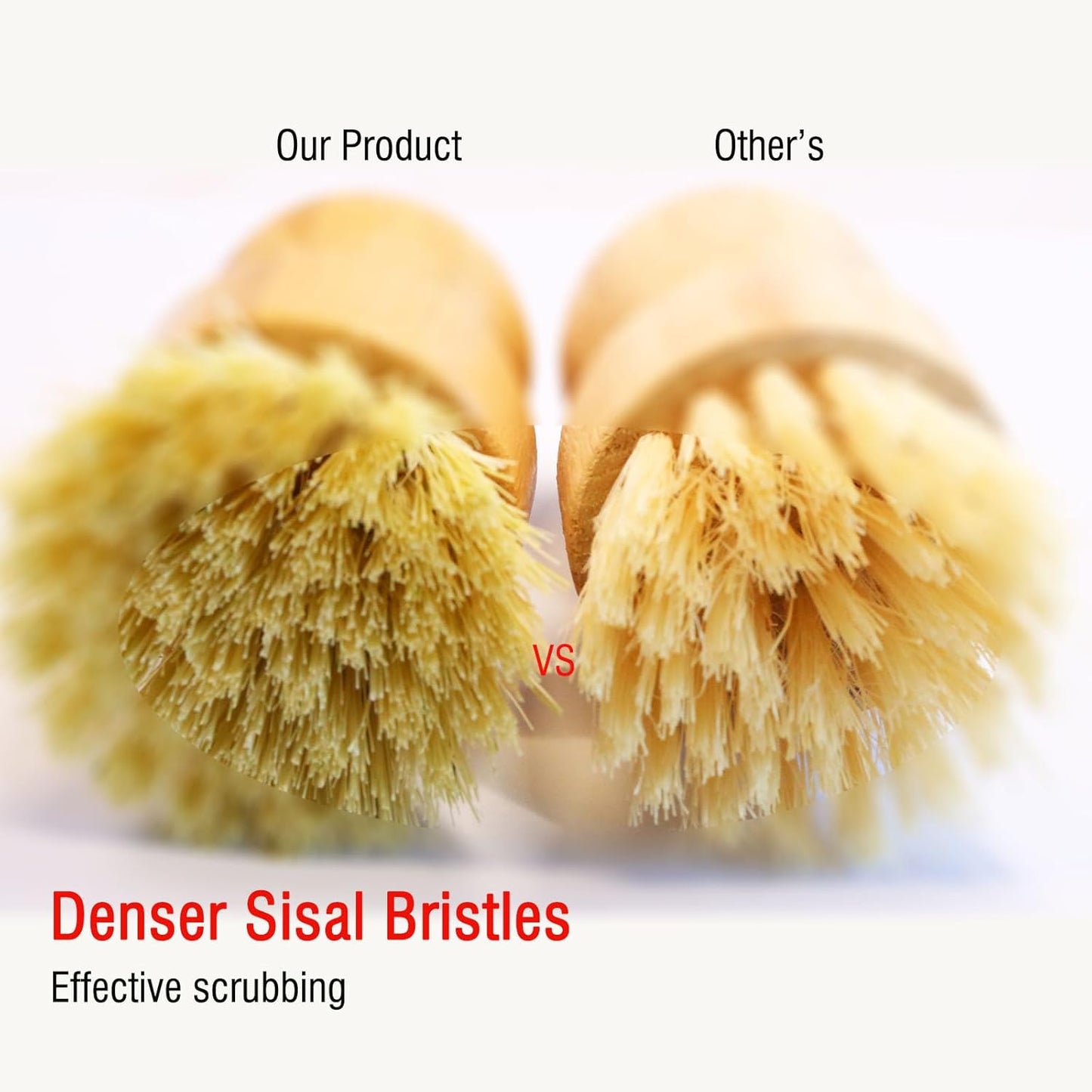 Natural Bristle Dish Brush Set, 1 Wooden Dish Brush and 1 Bamboo Dish Brush with 1 Bamboo Drainer Tray, All Circle Kitchen Scrub Brush for Dishes