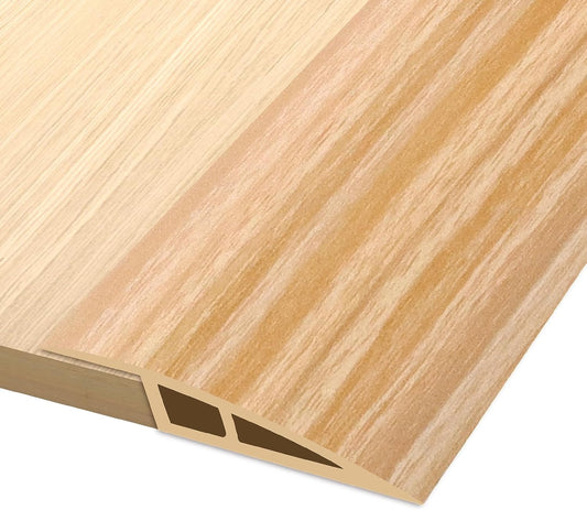 Vinyl Door Threshold Flooring Transition Strip Self Adhesive Carpet Edging Strip for Laminate Doorway Edge Threshold from 1/5" to 2/5" (Light Yellow Wood Grain, 6.6 Ft)