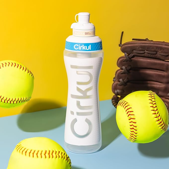 Cirkul 22oz. White Plastic Grip Squeeze Water Bottle & Sport Lid, BPA-Free, Non-Slip Design for Gym, Biking & Sports