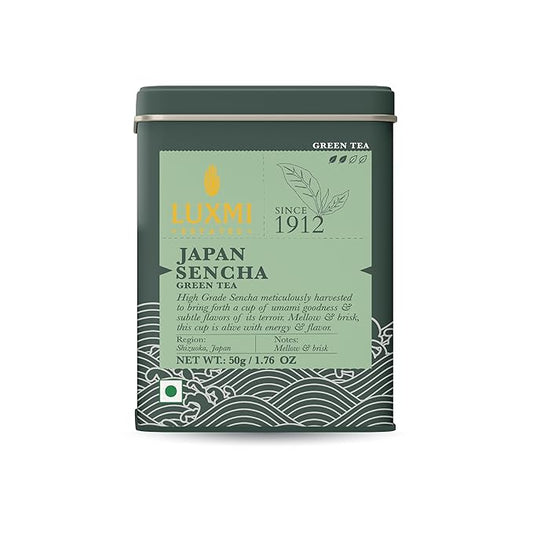 Luxmi Estates - Japanese Sencha Green Tea - 50g (25 cups) | Authentic Japanese Sencha Tea by First Leaves | Mild, Rich & Refreshing Premium Tea