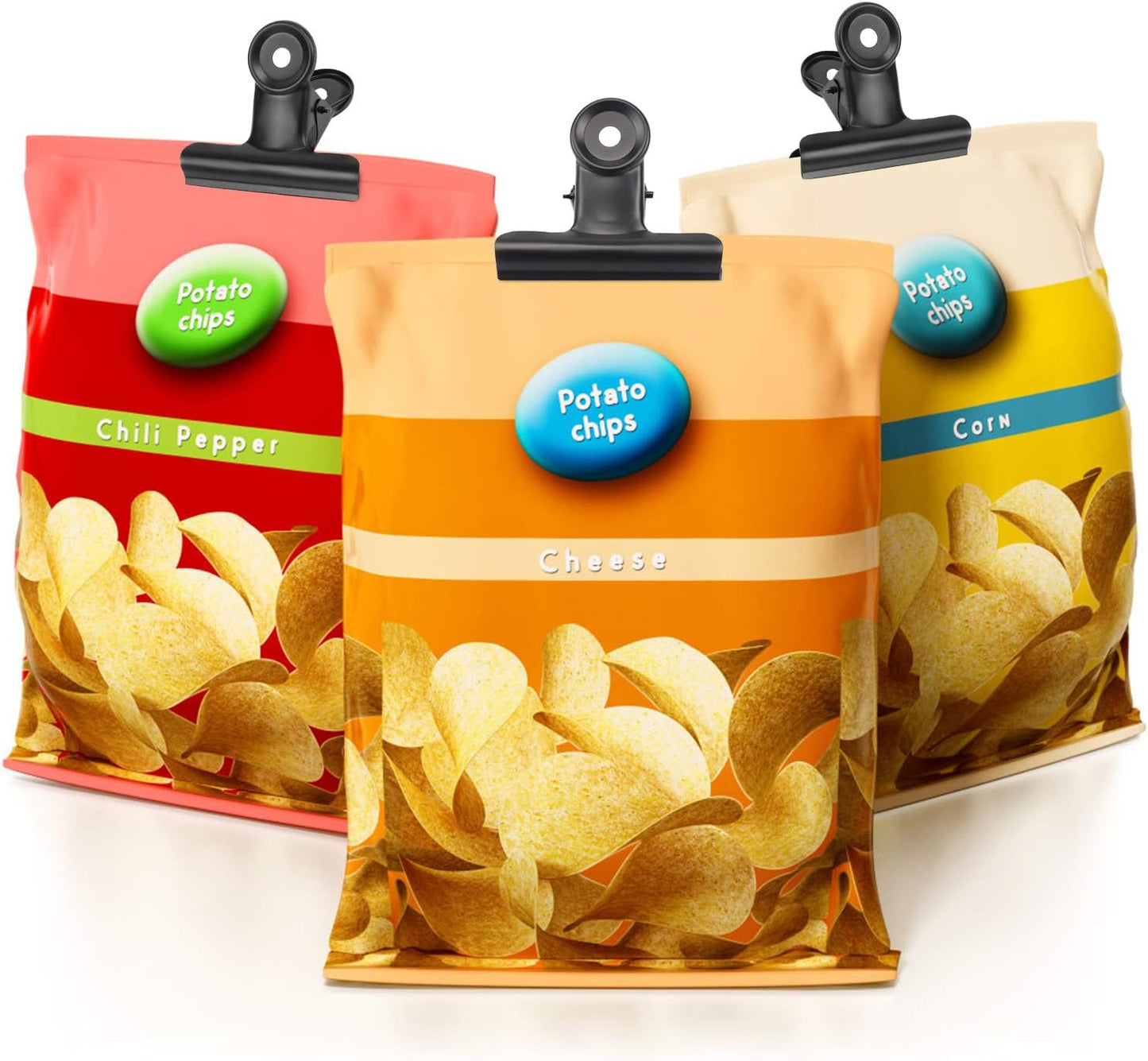 20 Pack Bulldog Clips 2 Inches Large Hinge Paper Clips Metal Hinge Clips for Crafts, Food Bags, Drawings, Photos at Home Kitchen & Office Usage, Black, 51mm