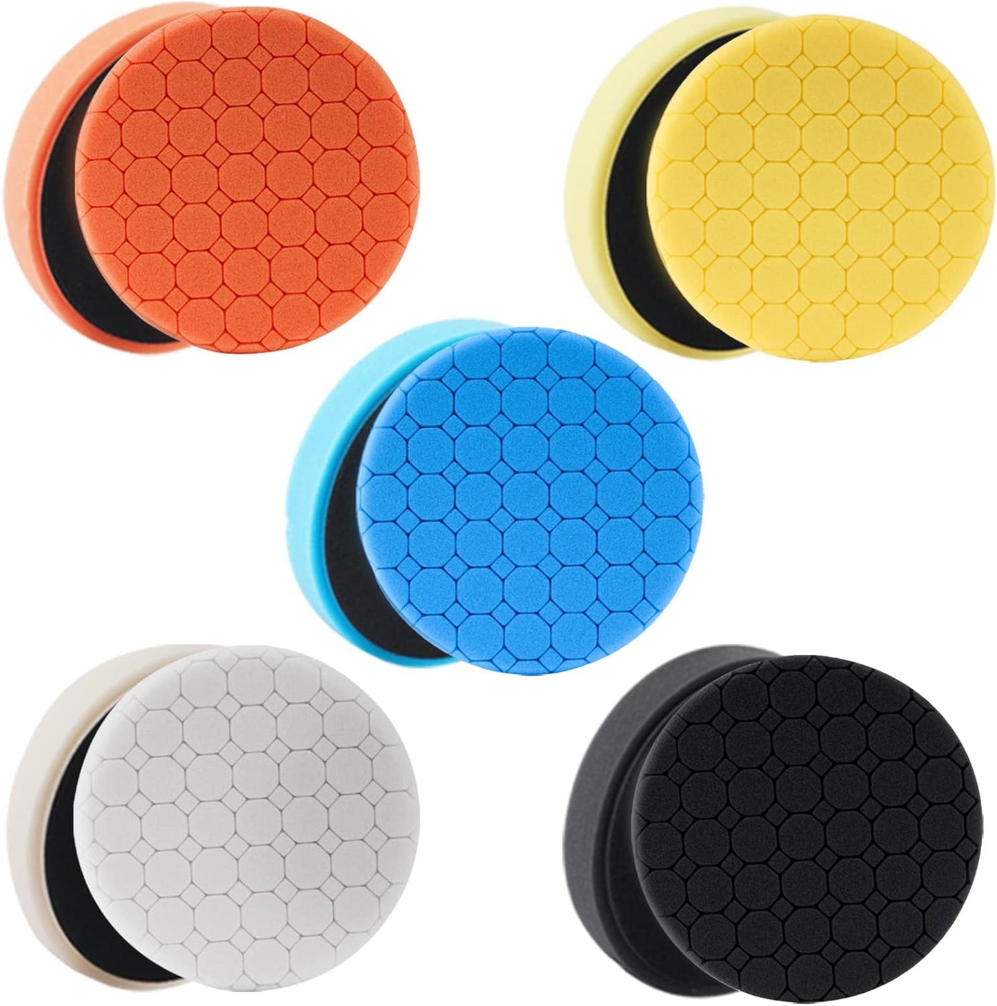 Buffing Polishing Pads, 5Pack 7 Inch Face for 6.7 Inch Backing Plate Compound Buffing Sponge Pads Cutting Polishing Pad Kit for Car Buffer Polisher, Polishing and Waxing