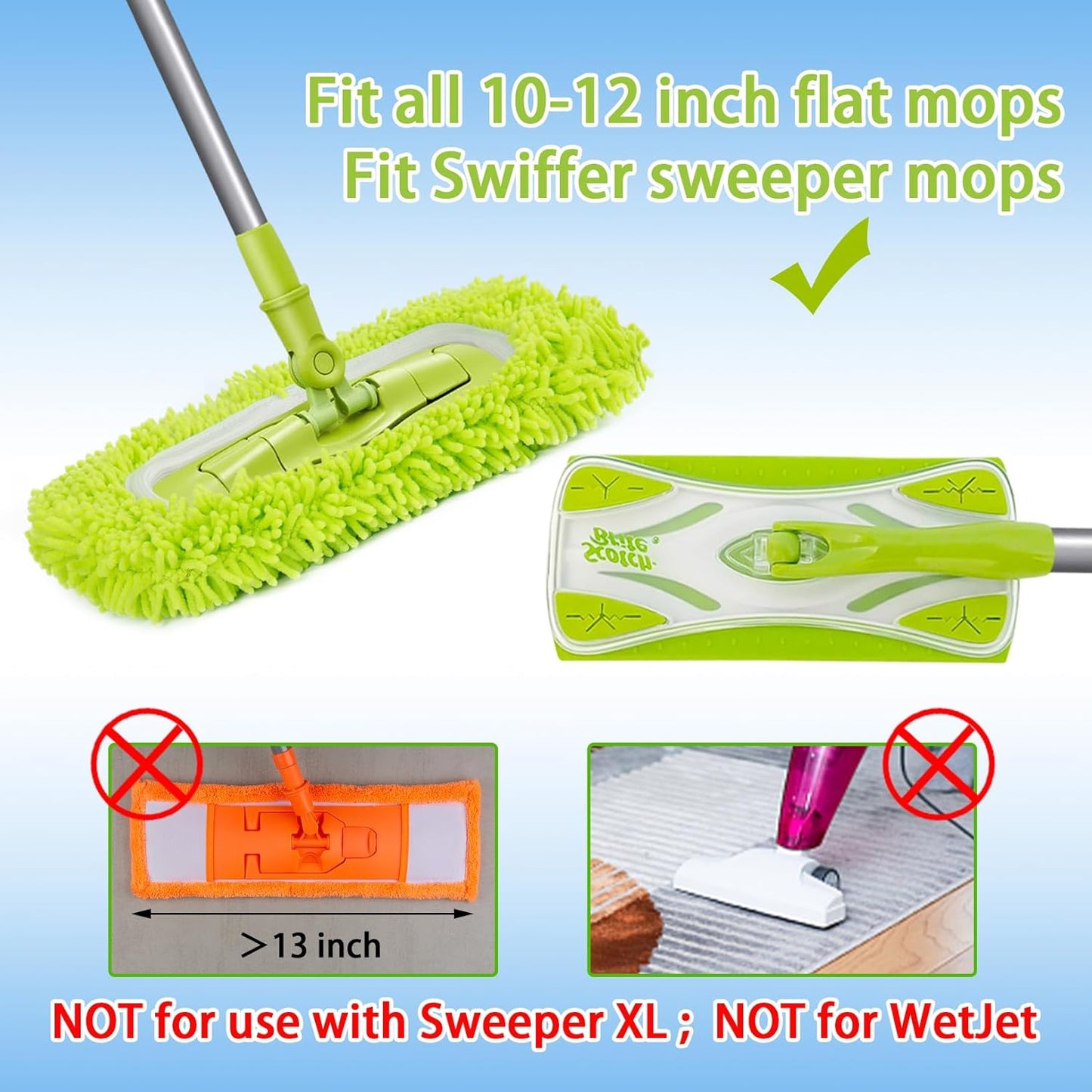 Reusable Dry Sweeping Cloths Microfiber Wet Mop Pads Compatible with Swiffer Sweeper Mop Replacement Sweeping Mopping pad Refills for Hardwood Surface Floor Cleaning (15)