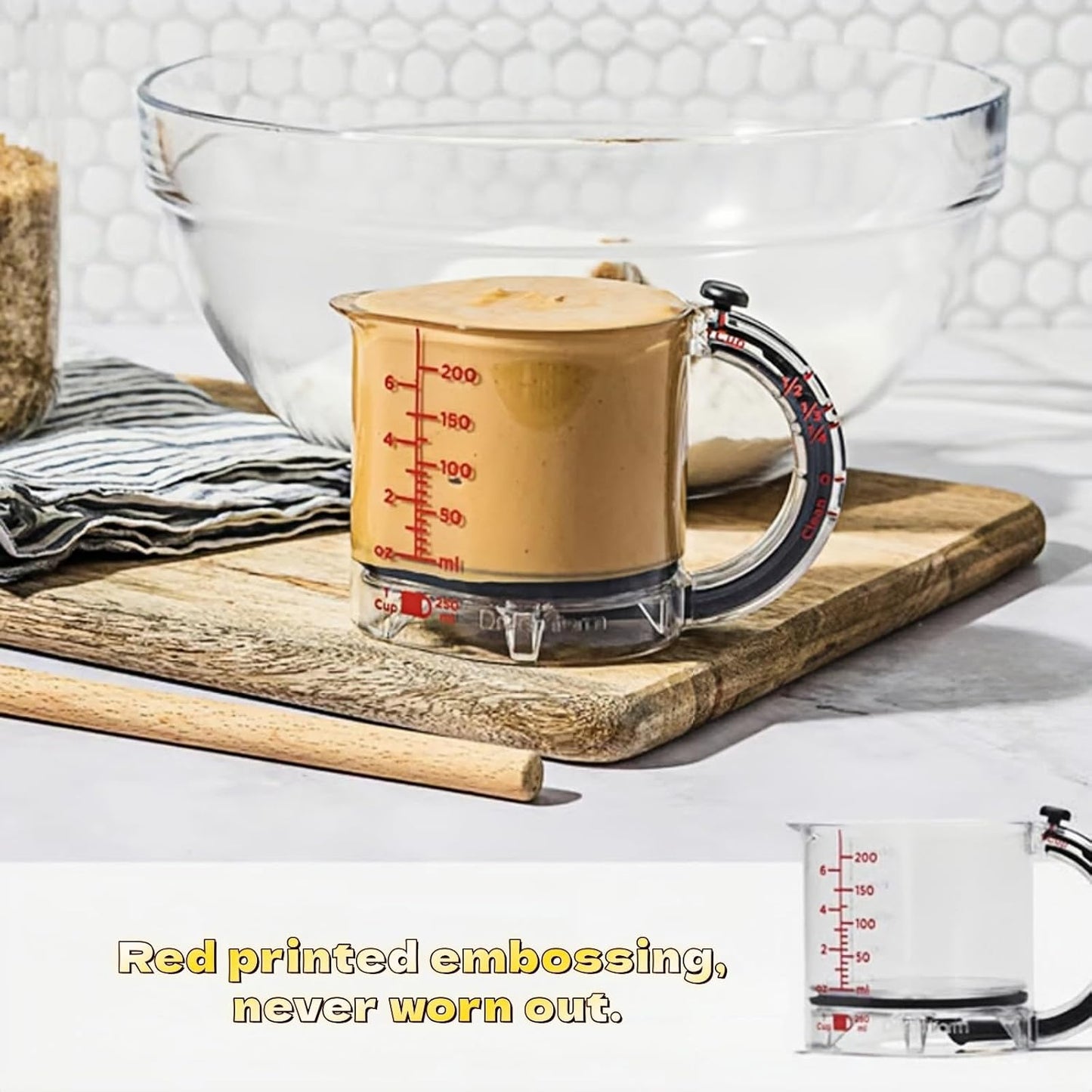 All in One Adjustable Measuring Cup, Push Up Measuring Cup Solid and Liquid, Space Saving, Easy to Clean, Multifunctional Kitchen Measuring Cups for Preparation, Baking, and Cooking (2)