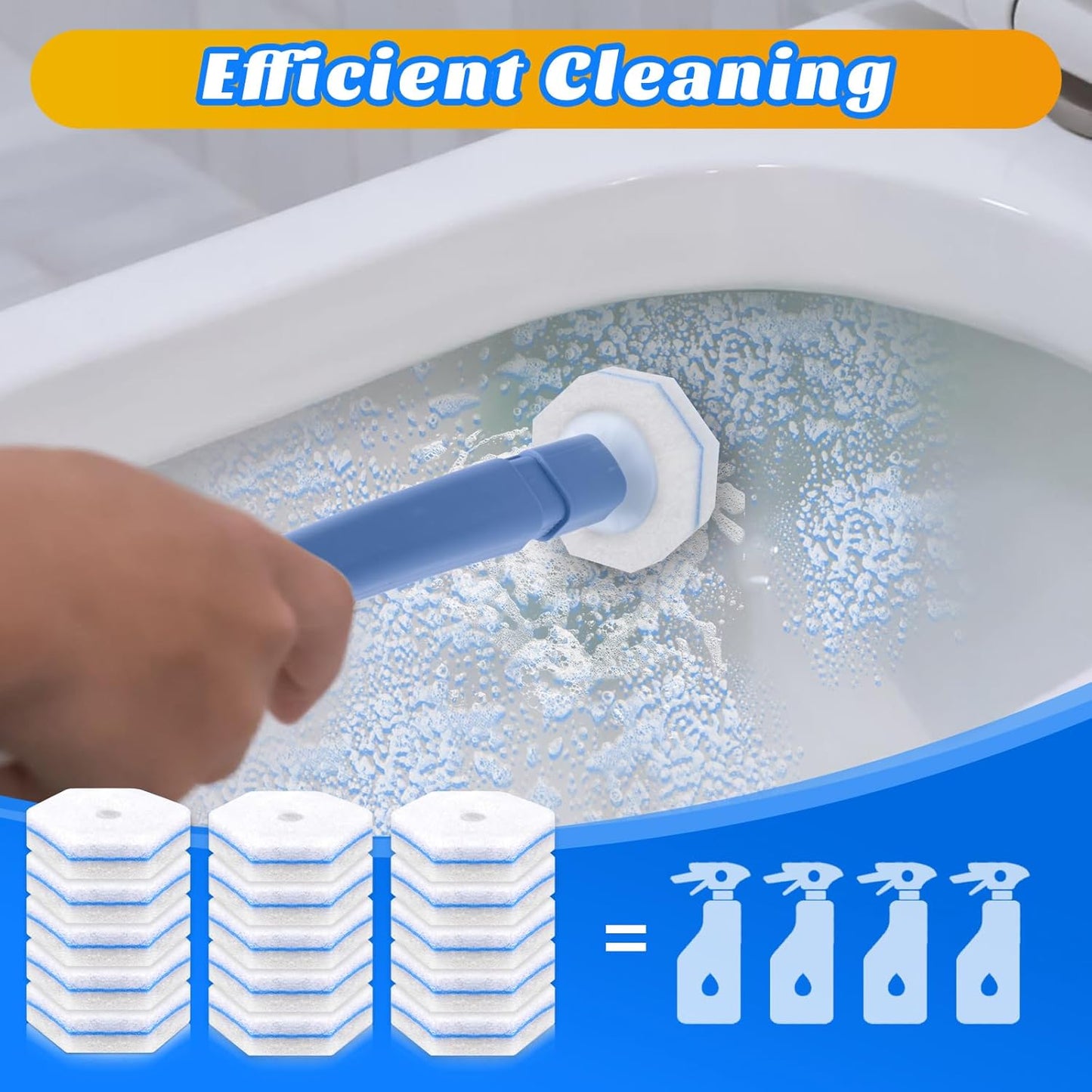 10PCS Toilet Wand Refills - Disposable Replacement Heads for Most Toilet Brushes | Hygienic Cleaning Pads | No-Scratch, Quick-Dry & Easy-to-Use (Polyester Cleaning Head)