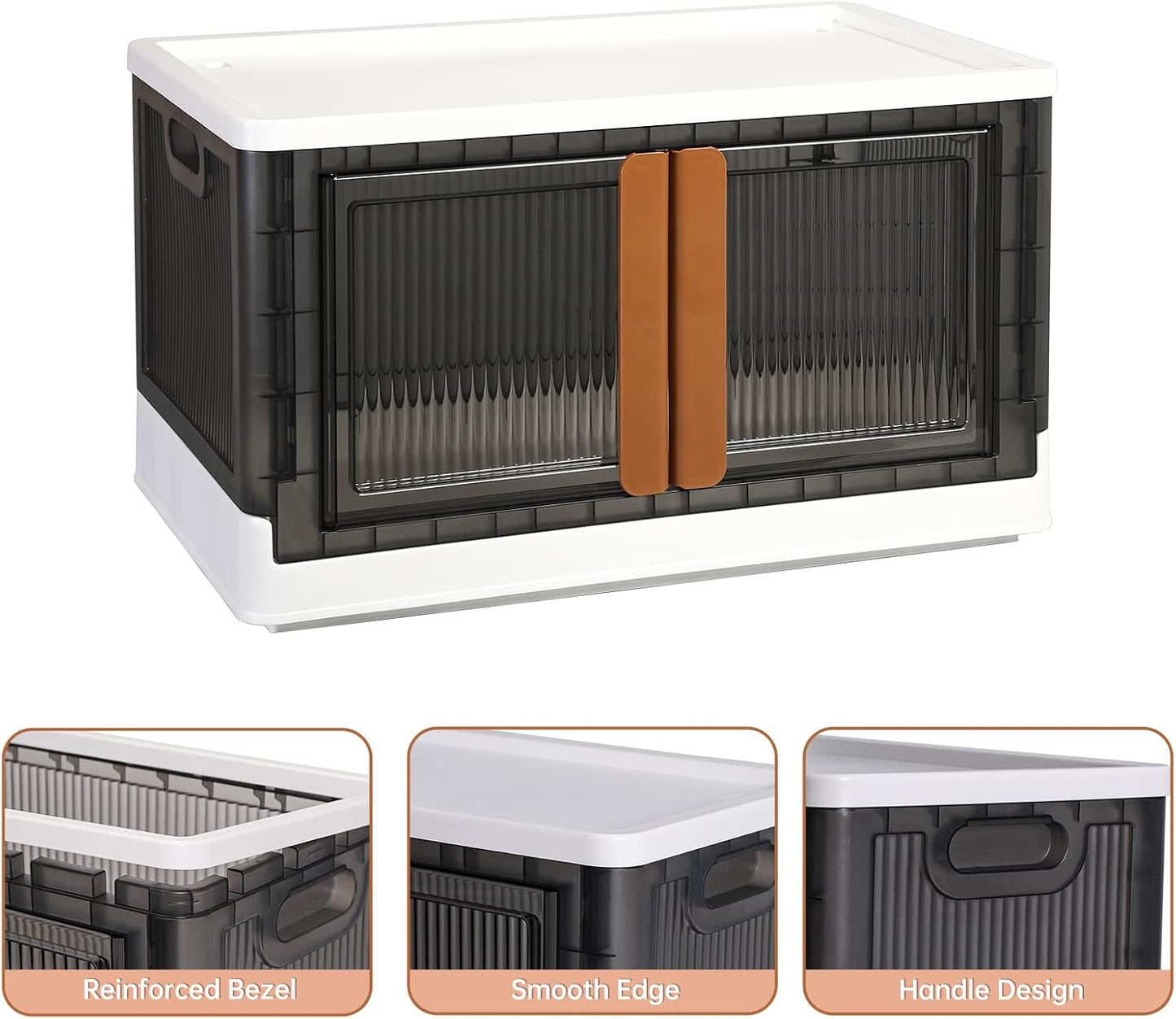 HAIXIN Storage Bins with Lids, Collapsible and Stackable Storage Bins, Plastic Closet Organizer, 8.4 Gal Folding Storage Box, Containers for Organizing with Door, 1 Pack