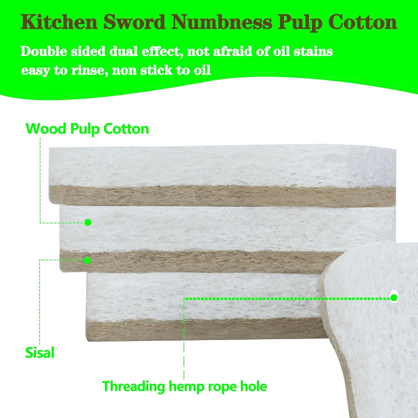 Organic Compostable Biodegradable Cellulose Sponges for Cleaning Kitchen Dishes/Sink/Pot/Potato, 15 Pack