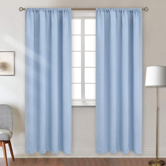 BGment Baby Blue Room Darkening Curtains 84 Inch Length for Kids Bedroom - Thermal Insulated Drapes with Rod Pocket Darkening Privacy for Living Room, 42 x 84 Inch, 2 Panels