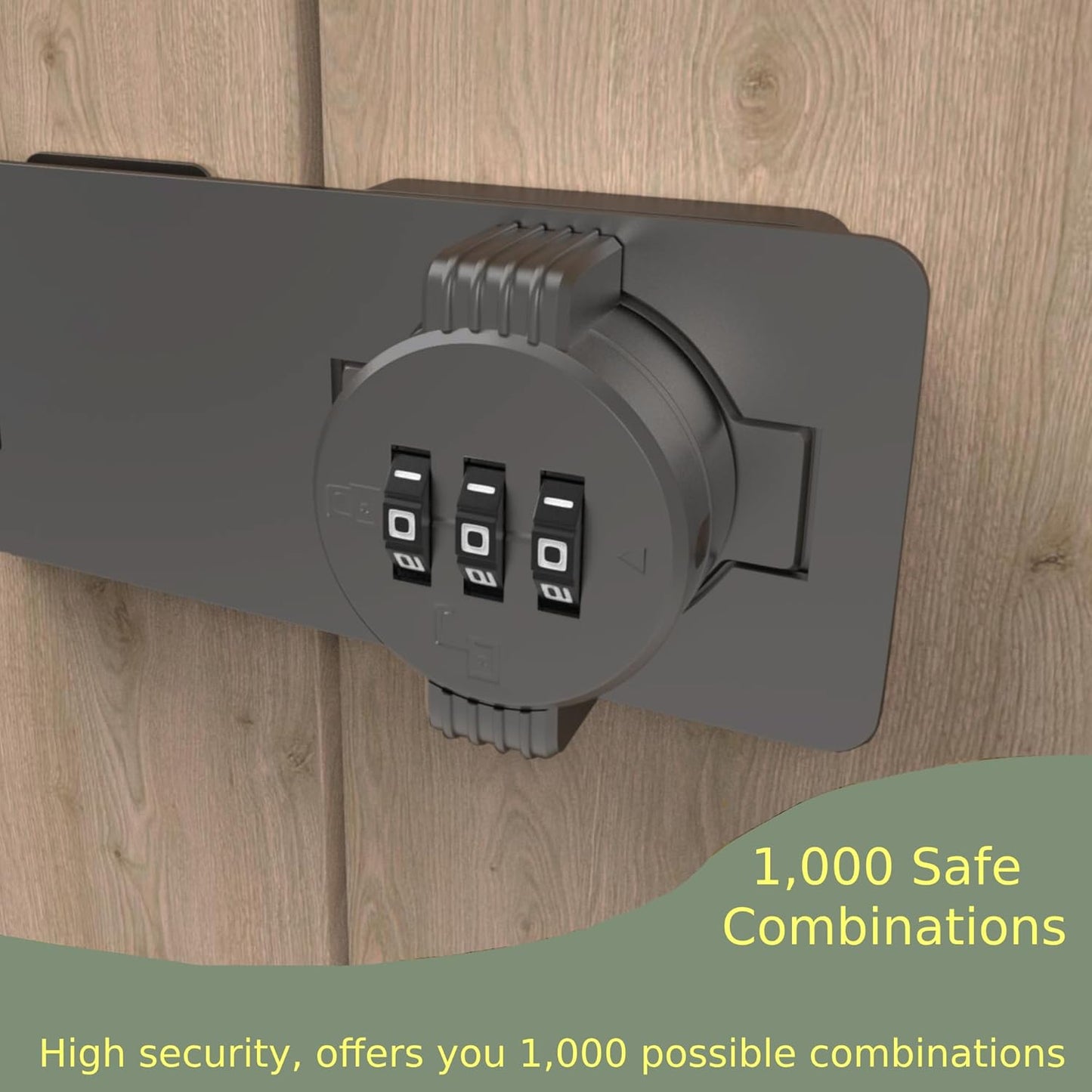 Keyless Combination Lock – 3-Digit Combination Lock for Cabinet Doors – Twist Knob Hasp Latch Lock with Password Code – Zinc Alloy Cabinet Door Latch for Kitchen Drawers, Cabinets, Cupboard (Grey)