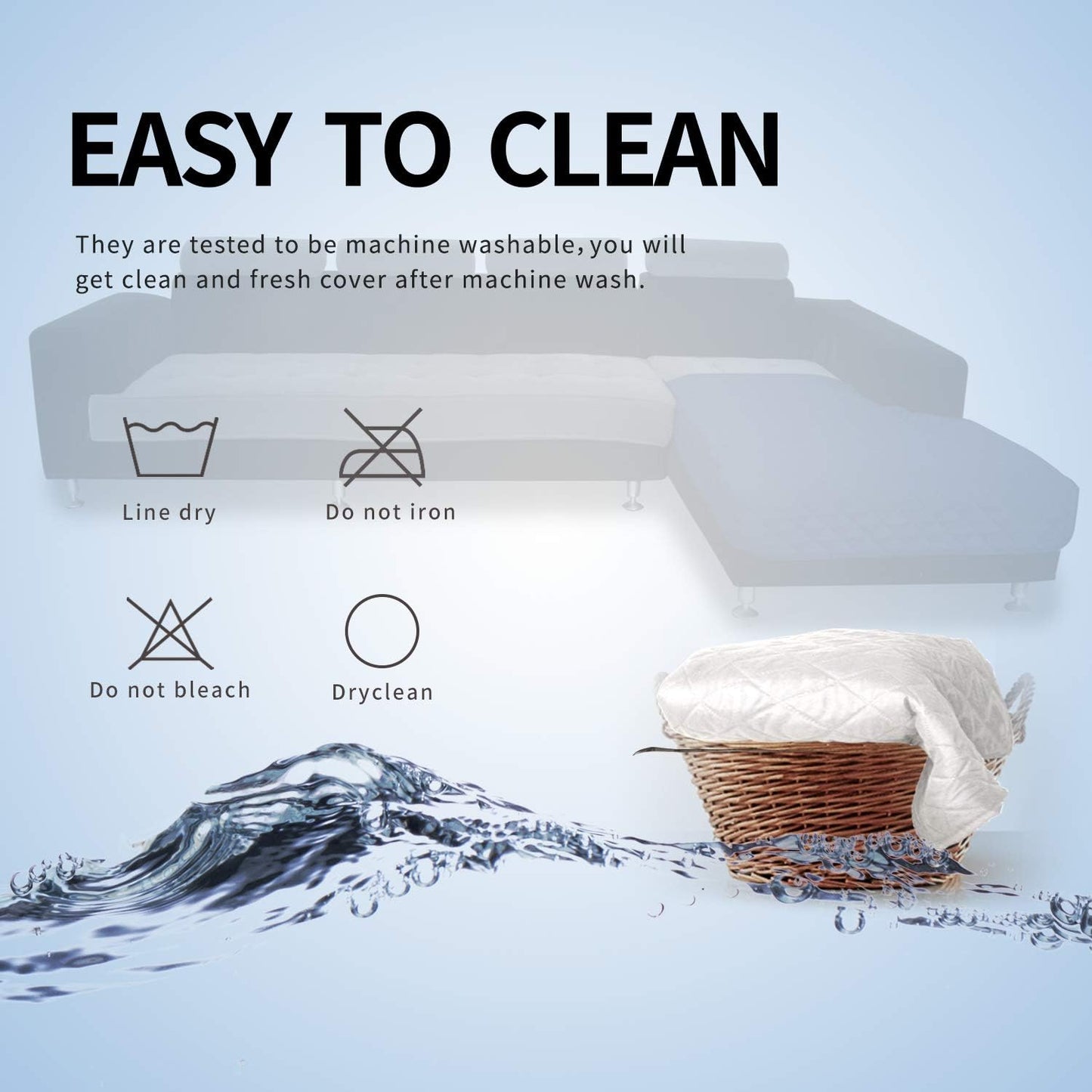 Easy-Going Sectional Couch Covers for Dogs L Shape Sofa Cover Reversible Sofa Slipcover Chaise Lounge Cover Furniture Protector Cover for Pets Dog Cat (42 x 52 inches, White/White)