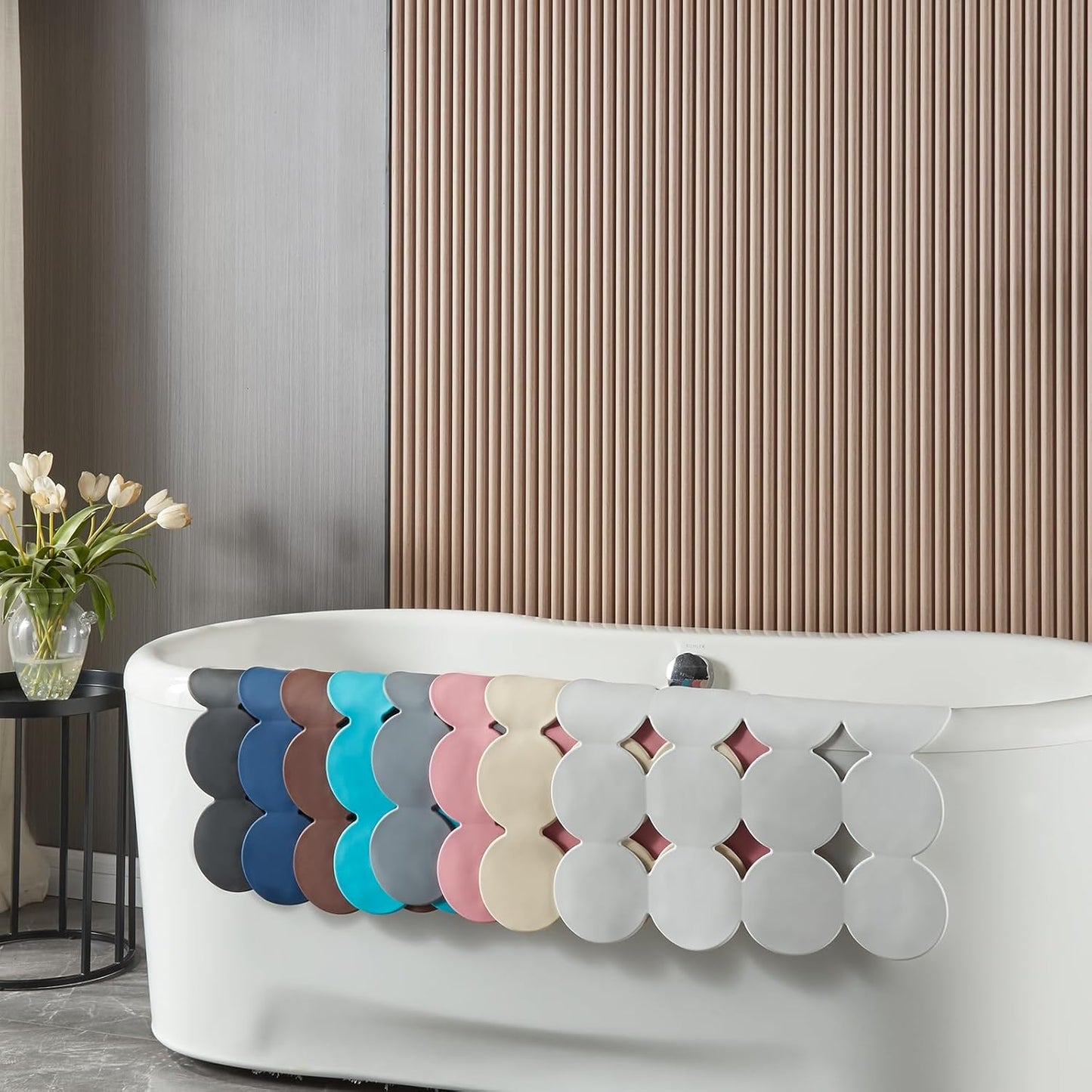 Square Shower Mat Nonslip - Rubber Bathtub Mat with Suction Cups for Inside Shower Bathroom Floor (Black, 21X21)