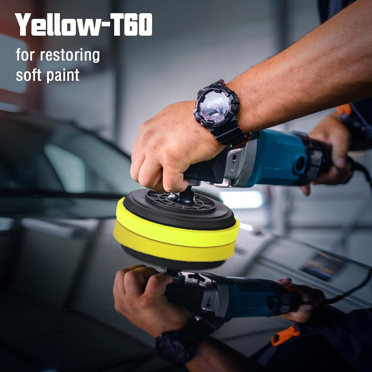 6 Inch Buffing Polishing Pads - 3Pcs Yellow Polish Pad - 6.5 Inch Face for 6 Inch 150mm Backing Plate - High-Density Buffing Sponge Pads for Car Buffer Polisher Compounding, Polishing & Waxing