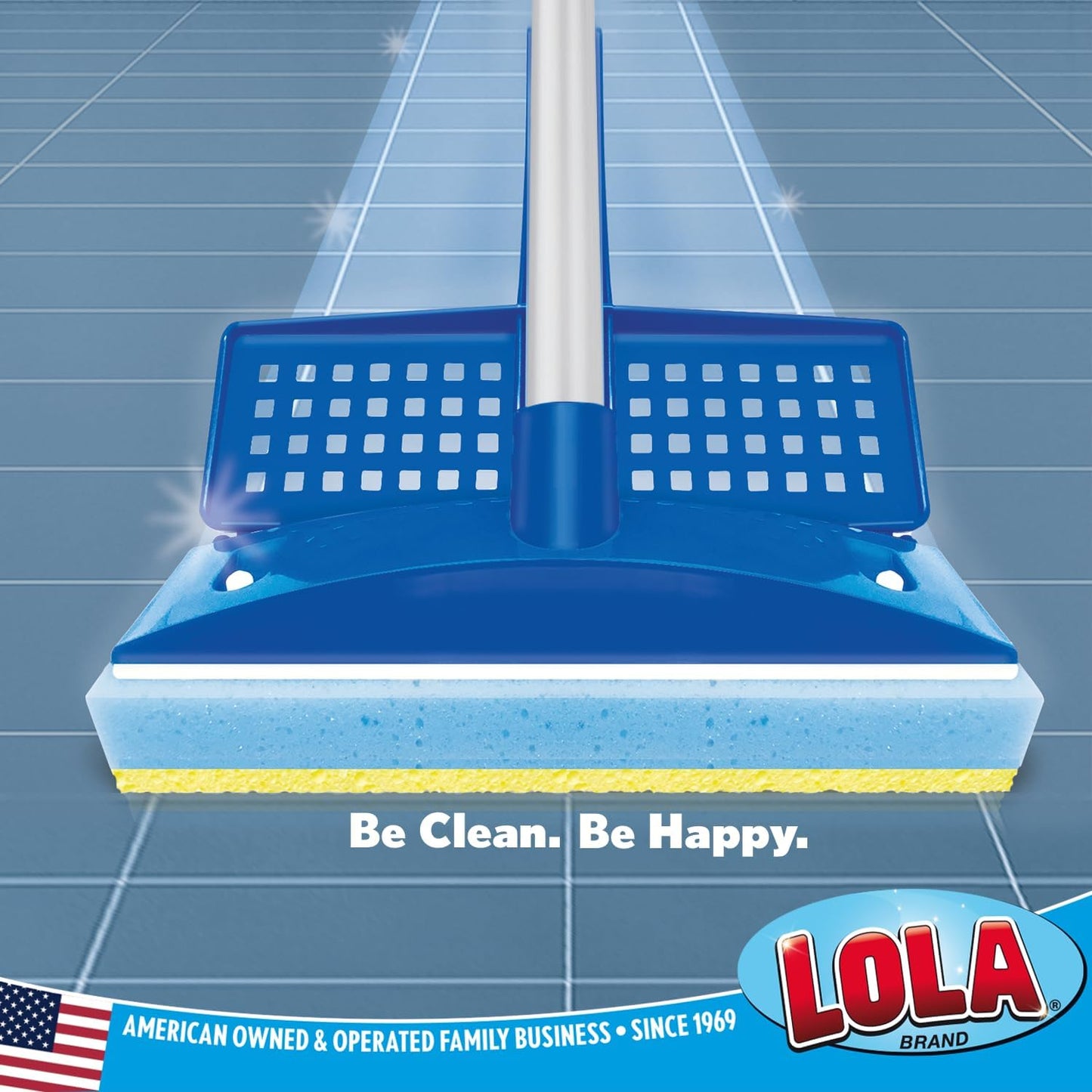 LOLA Squeeze Sponge Mop w/ Poly Foam & a Natural Cellulose Layer, Absorbs and Wicks Moisture, Hard Surface Cleaner, Refillable, 9” Wide Head