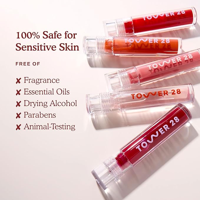 Tower 28 ShineOn Milky Lip Jelly, OAT | Non-Sticky, Vegan Lip Gloss in Milky Peachy Pink | Apricot and Raspberry Seed Oil | Moisturizing, Clean, Cruelty Free