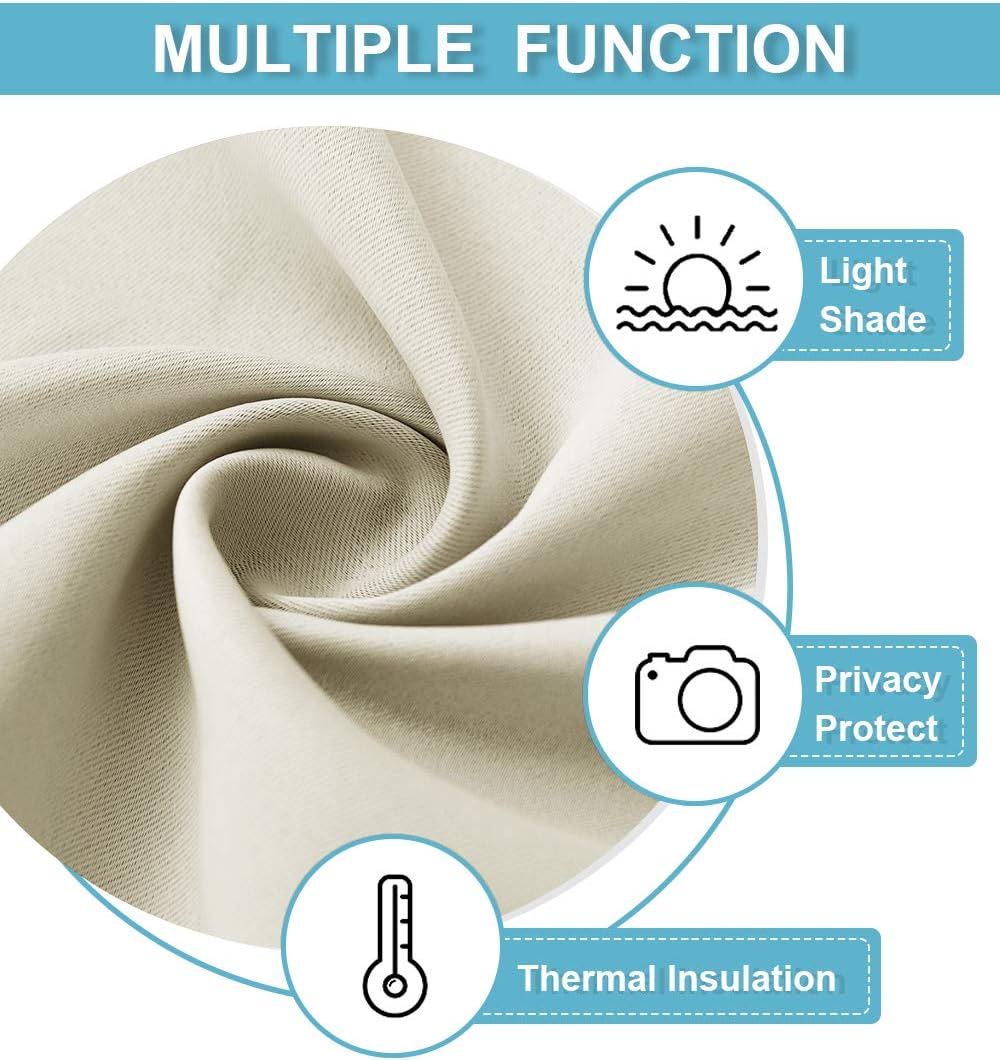 RYB HOME Half Window Curtains - Thermal Insulated Blackout Curtain Tiers Set for Kids Nursery Kitchen Dining Bedroom Bathroom Laundry, 29 inch Wide x 36 inch Long, Beige, 1 Pair