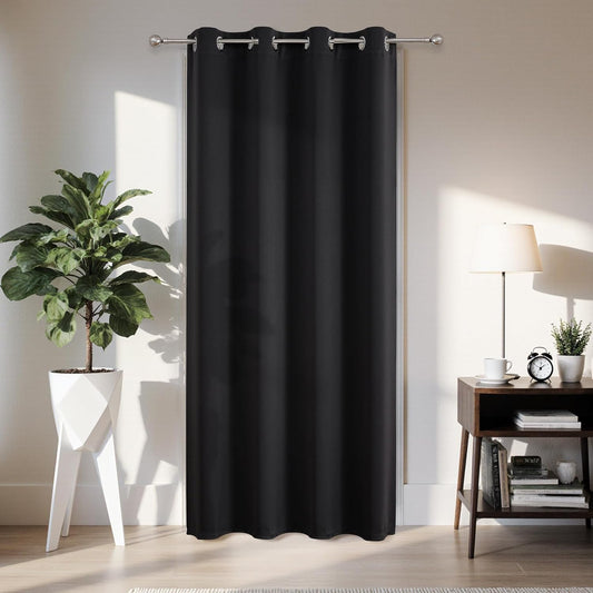 Joydeco Blackout Door Curtain for Doorway Privacy 72 Inches Long, Grommet Closet Curtain for Open Closet, Room Divider for Bedroom Living Room (Black, 52Wx72L, 1 Panel)