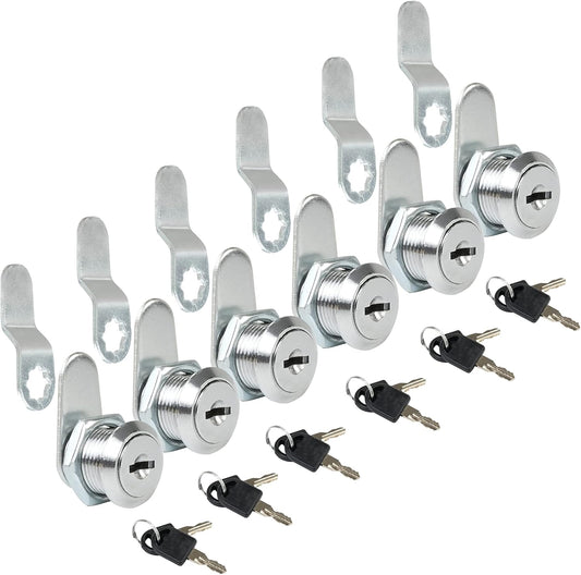 Cabinet Locks, 6 Pcs MoHern Keyed Alike 5/8 Inch (16mm) Rv Storage Lock, Cylinder Locks, Zinc Alloy Cam Lock with Keys for Cabinet, File Drawer Dresser and More