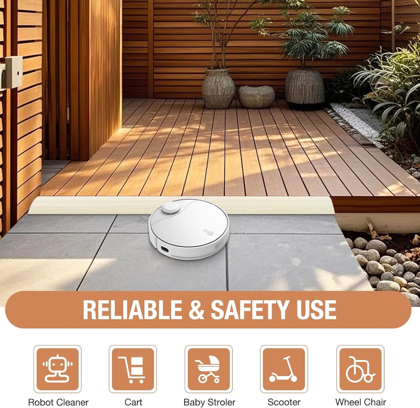 Floor Transition Strip Self Adhesive Vinyl Door Threshold for Doorways Carpet Edging Trim Overlap Edge Reducer for Laminate Floor, Carpet, Tile (Beige Wood Grain, 3/5" to 4/5", 3.3Ft)