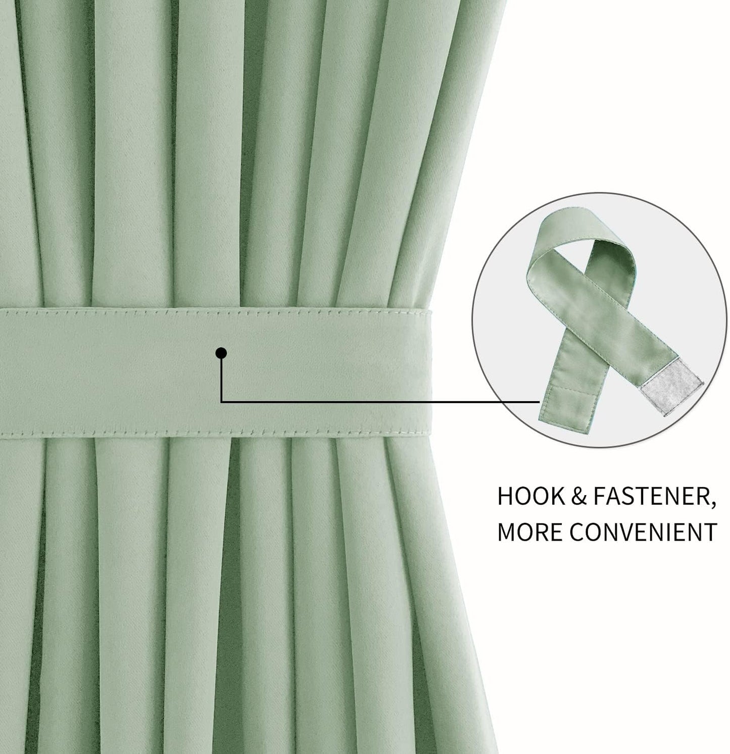 DWCN French Door Curtains – Rod Pocket Thermal Blackout Curtain for Doors with Glass Window, Kitchen and Patio Doors for Privacy, 54 X 72 Inches Long, 1 Curtain Panel with Tieback, Bean Green