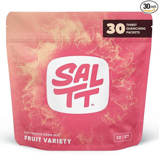 Keto Chow SALTT Electrolytes Powder Packets, Fruit Variety Pack (30 Packets) - Magnesium, Potassium, Sodium, Trace Minerals - Vegan, Sugar Free, Gluten Free - Travel Essentials - Made in USA