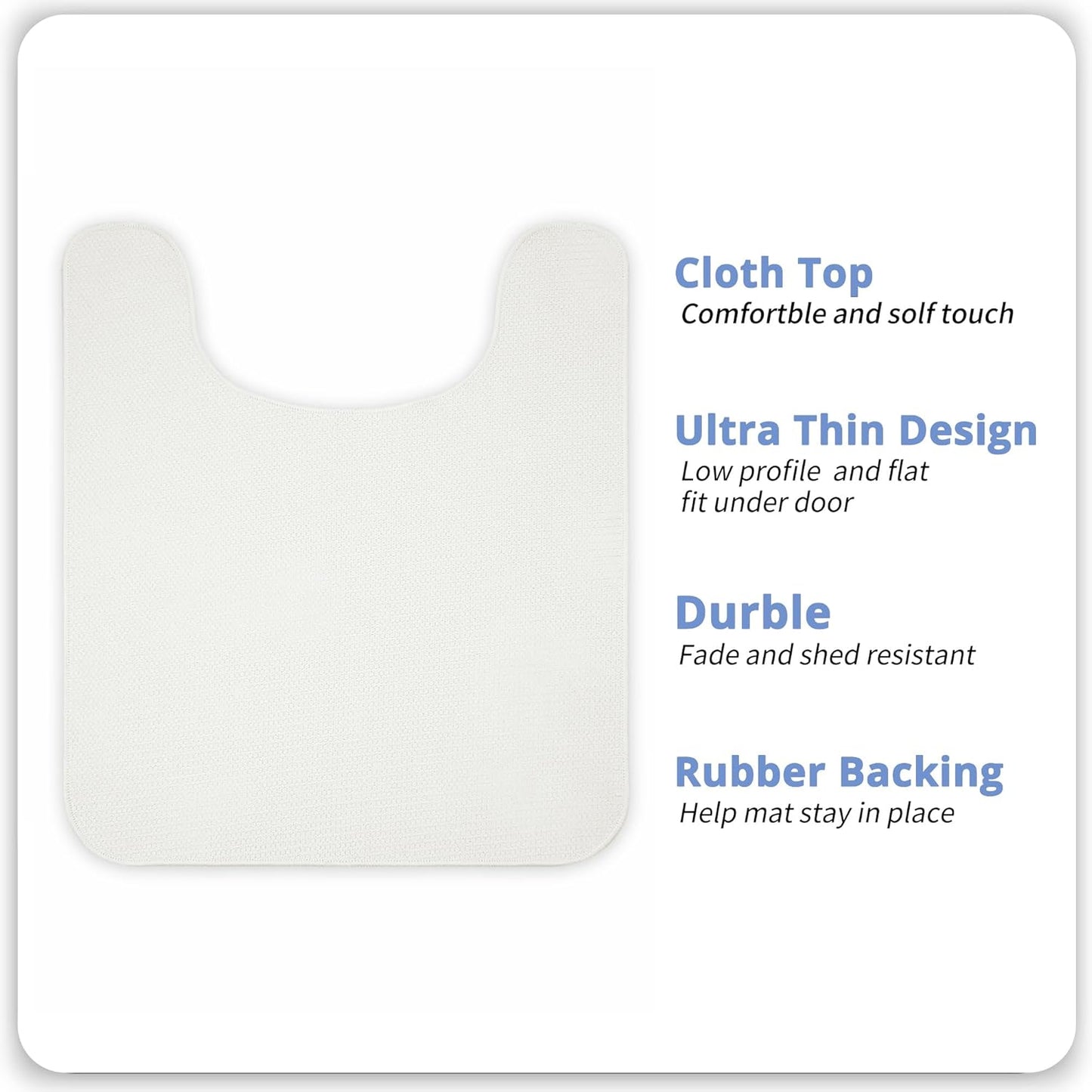 Toilet Rugs U Shaped Bathroom Rug,Machine Washable Non Slip Quick Dry Super Absorbent Ultra Thin Toilet Mats for Bathroom Toilet.White,1'8"x2'(20x24inch)