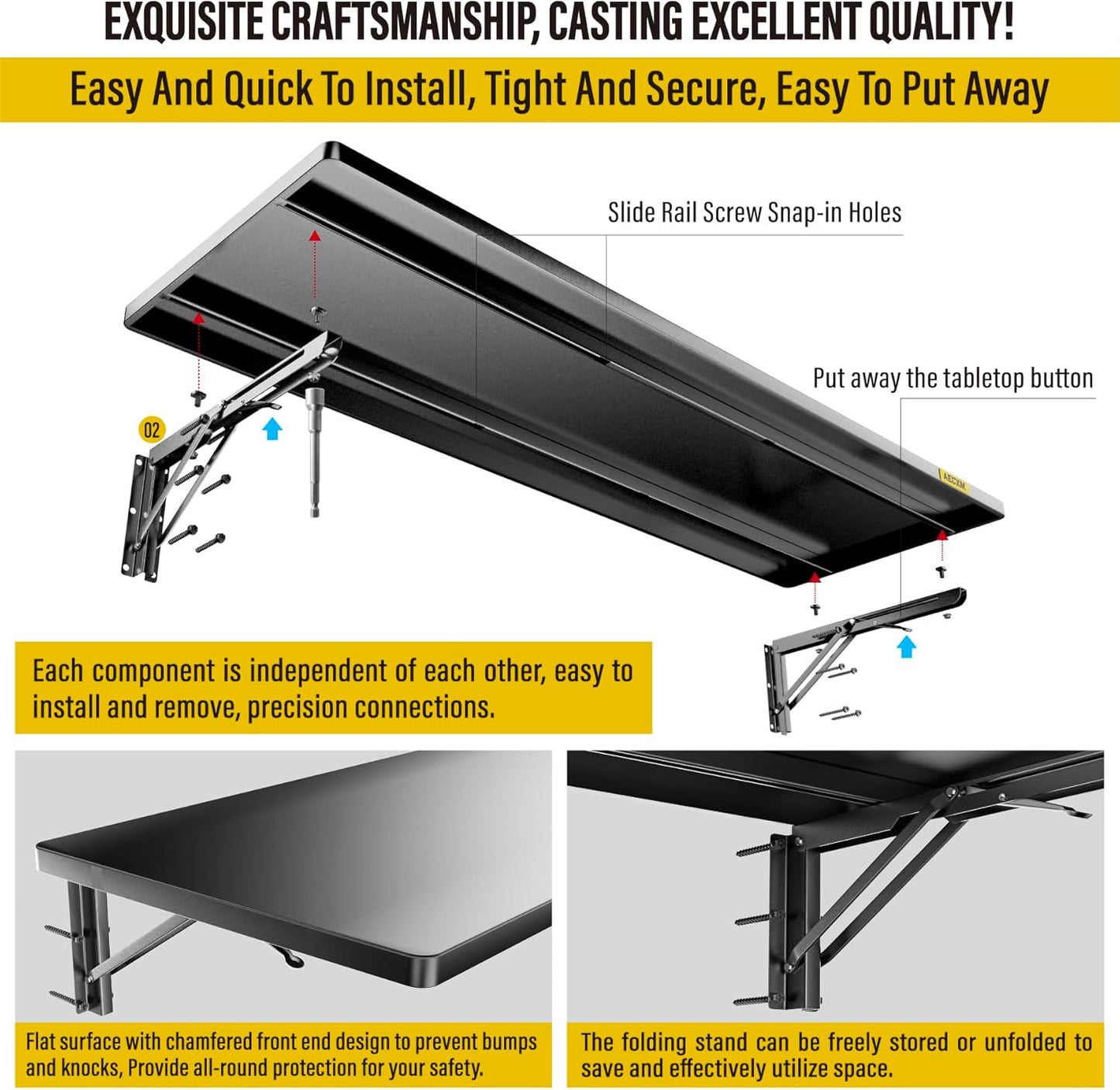 2pack-1.2x3ft Adjustable Rail Type Folding Storage Rack Shelf, Suitable for Garage, Storage Room, Kitchens Wall Shelf Garage Storage Rack Floating Shelves, Folding Panels (2pcs-Black)