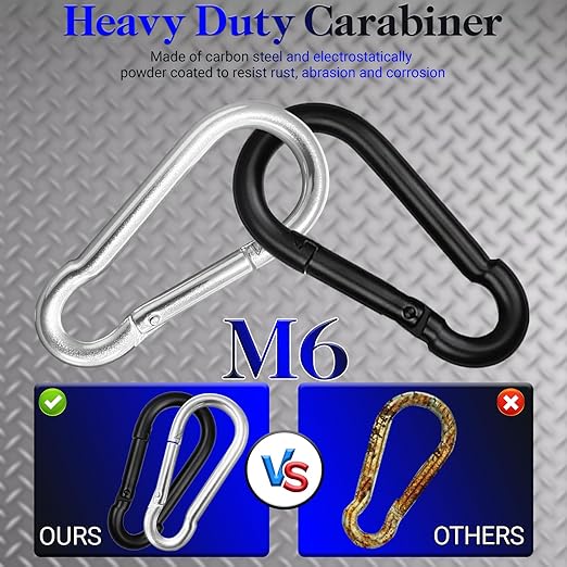 150 Pcs 2.36" M6 Spring Snap Hook Carabiners - Heavy Duty Galvanized Steel Keychain Clips for Hammock, Swing, Camping, Hiking & Outdoor Gear (Sliver)