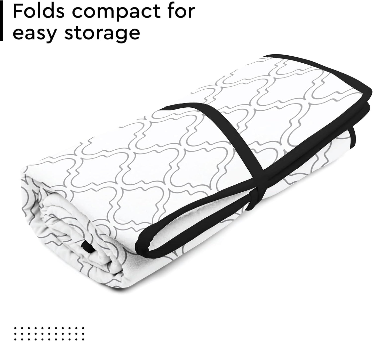 Encasa XO Ironing Mat/Pad (Large 48"x28") with 3mm Padding & Silicone Iron Rest for Steam Pressing on Tabletop or Bed - Heat Resistant, Portable, Quilting & Travel Blanket - White Tiles