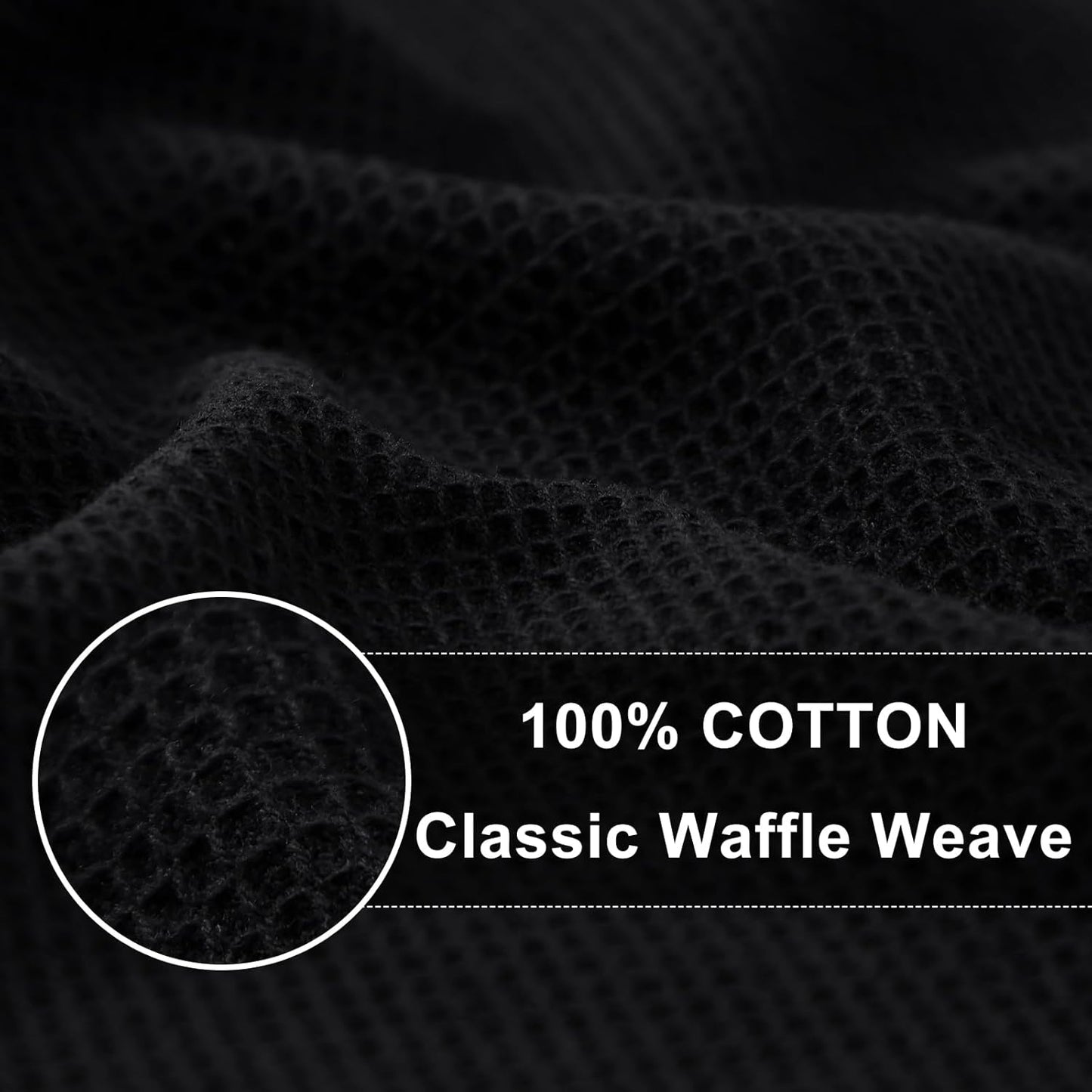 Homaxy 100% Cotton Waffle Weave Kitchen Towels - 8 Pack Soft and Absorbent Dish Towels - 16 x 26 Inches Quick Dry Hand Towels - Black