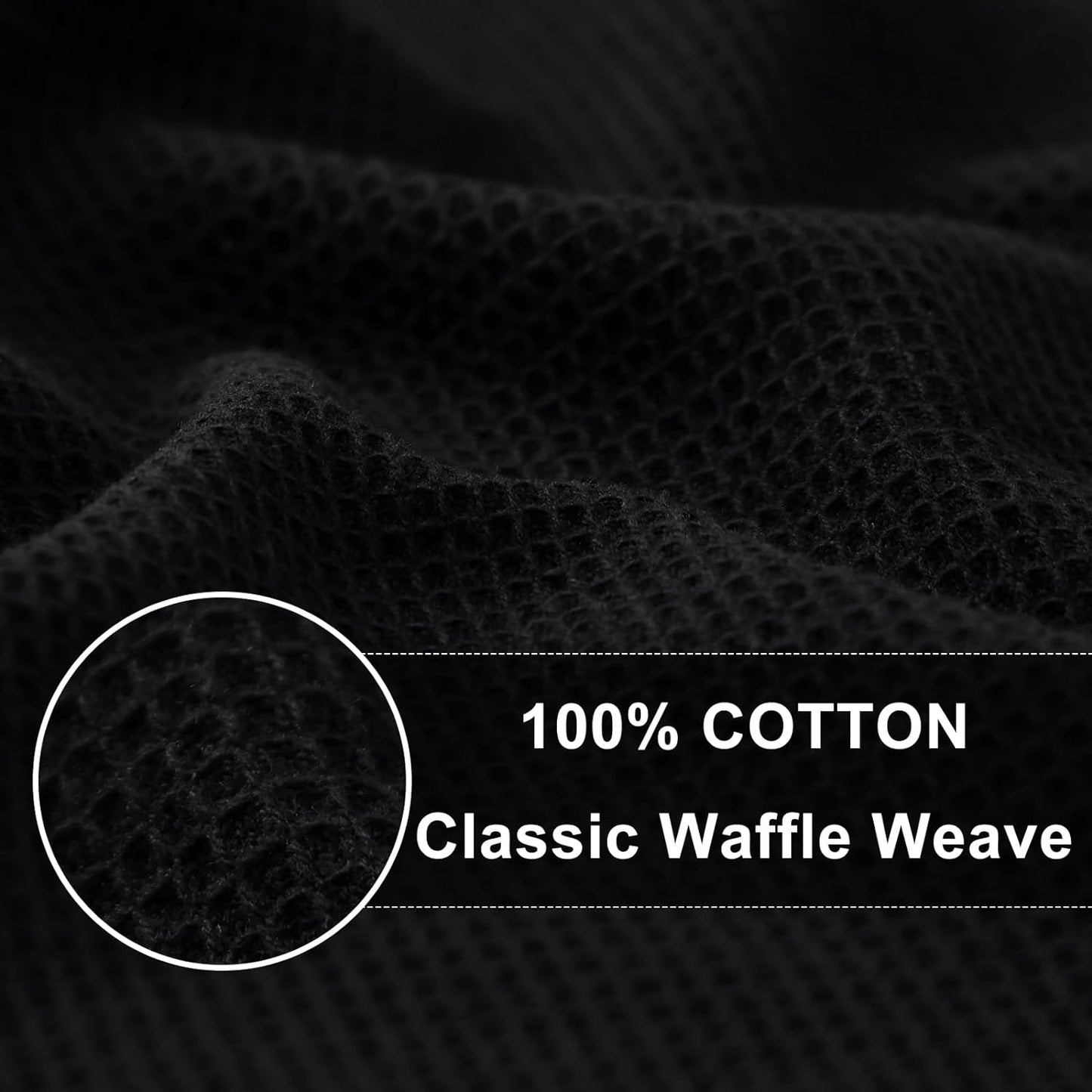 Homaxy 100% Cotton Waffle Weave Kitchen Towels - 6 Pack Soft and Absorbent Dish Towels - 16 x 26 Inches Quick Dry Hand Towels - Black